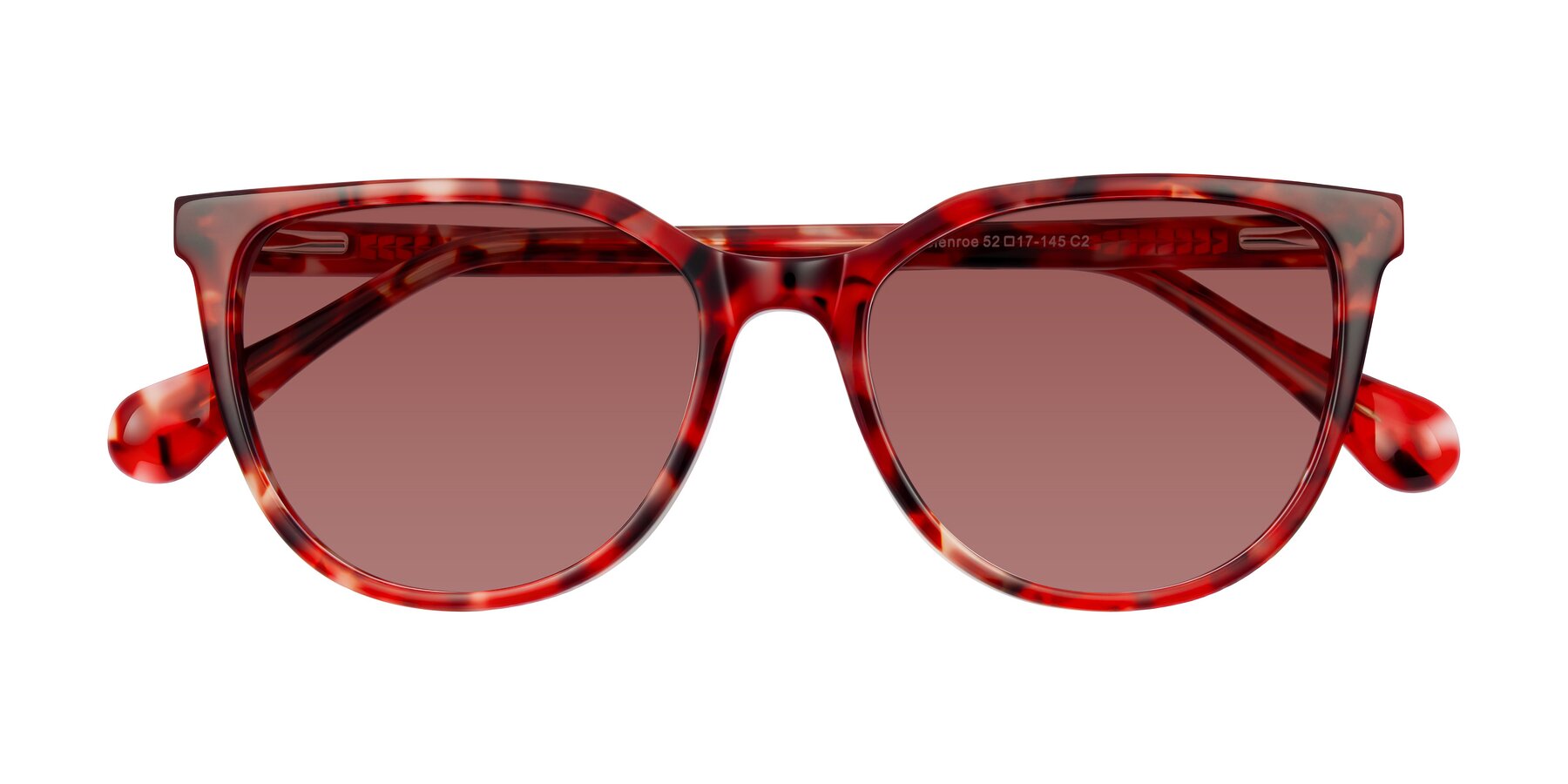 Folded Front of Glenroe in Red Tortoise with Garnet Tinted Lenses