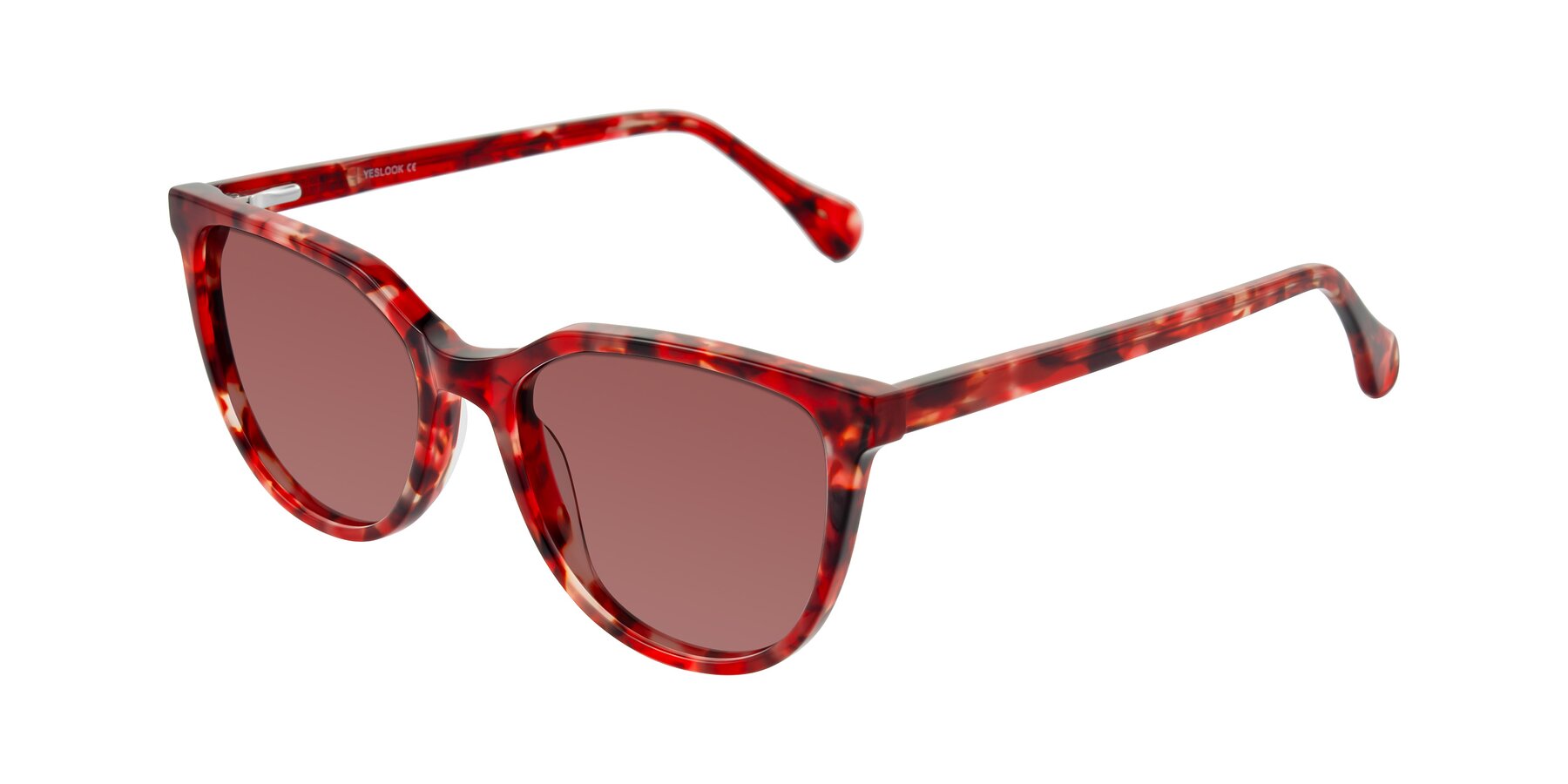 Angle of Glenroe in Red Tortoise with Garnet Tinted Lenses