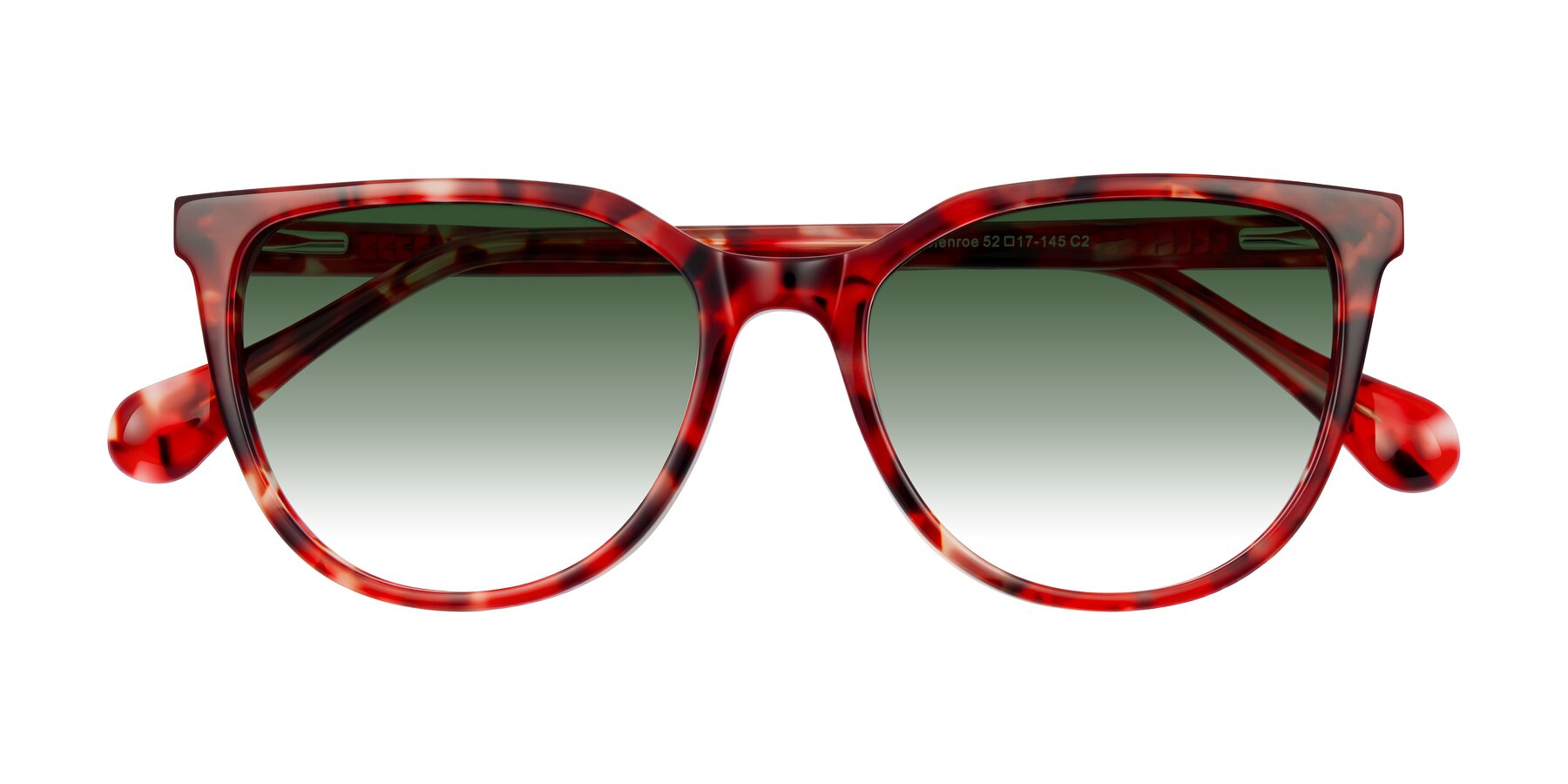Folded Front of Glenroe in Red Tortoise with Green Gradient Lenses