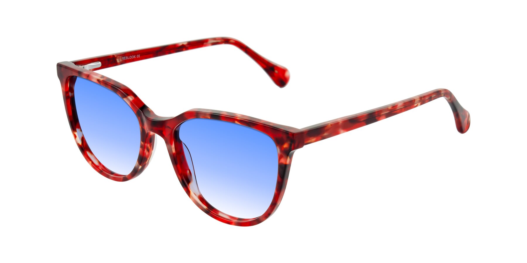Angle of Glenroe in Red Tortoise with Blue Gradient Lenses