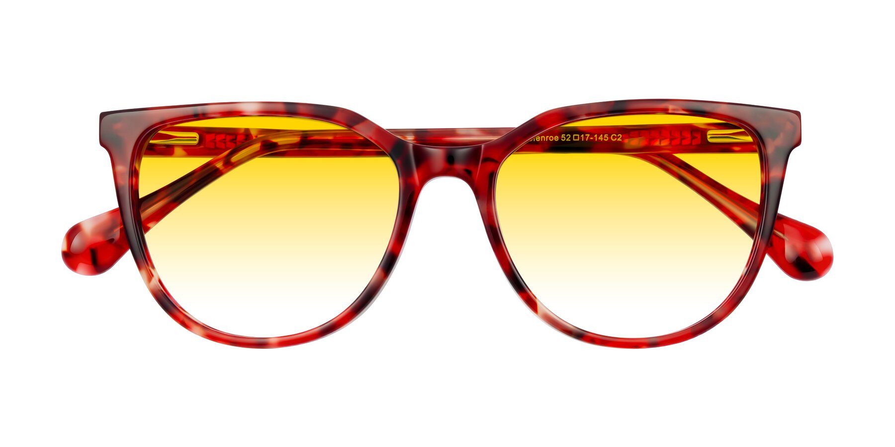 Folded Front of Glenroe in Red Tortoise with Yellow Gradient Lenses