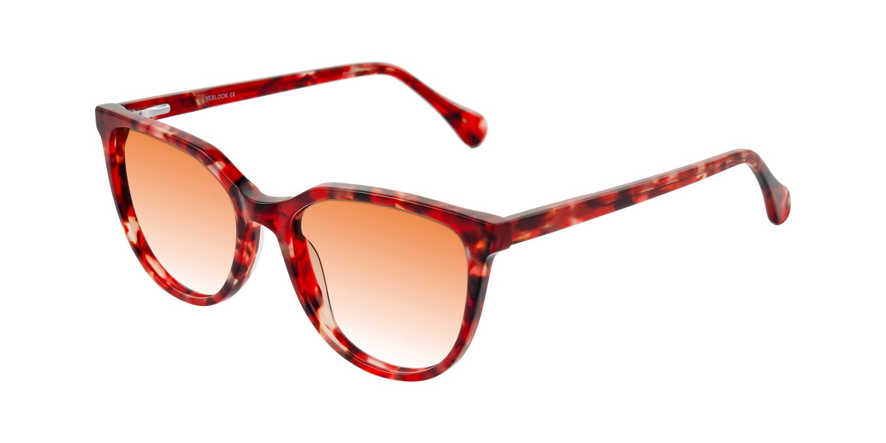 Angle of Glenroe in Red Tortoise with Orange Gradient Lenses