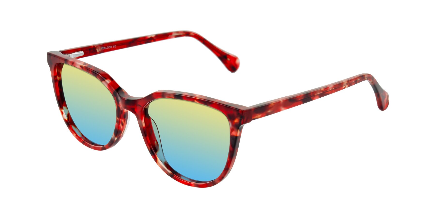 Angle of Glenroe in Red Tortoise with Yellow / Blue Gradient Lenses