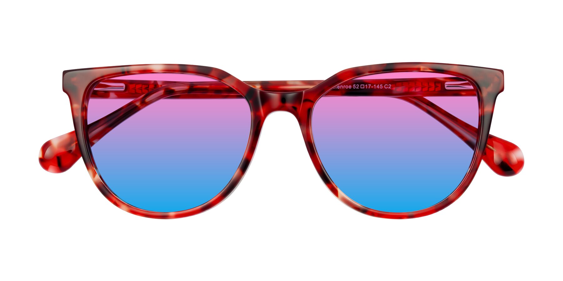 Folded Front of Glenroe in Red Tortoise with Pink / Blue Gradient Lenses