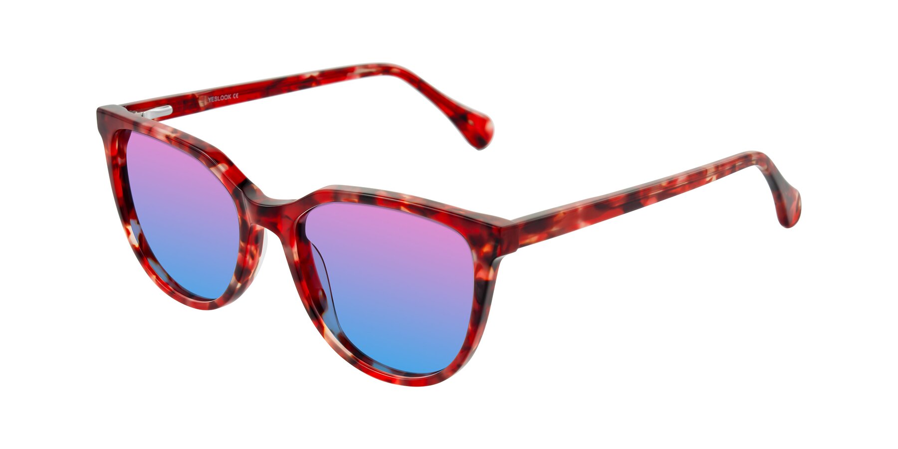 Angle of Glenroe in Red Tortoise with Pink / Blue Gradient Lenses