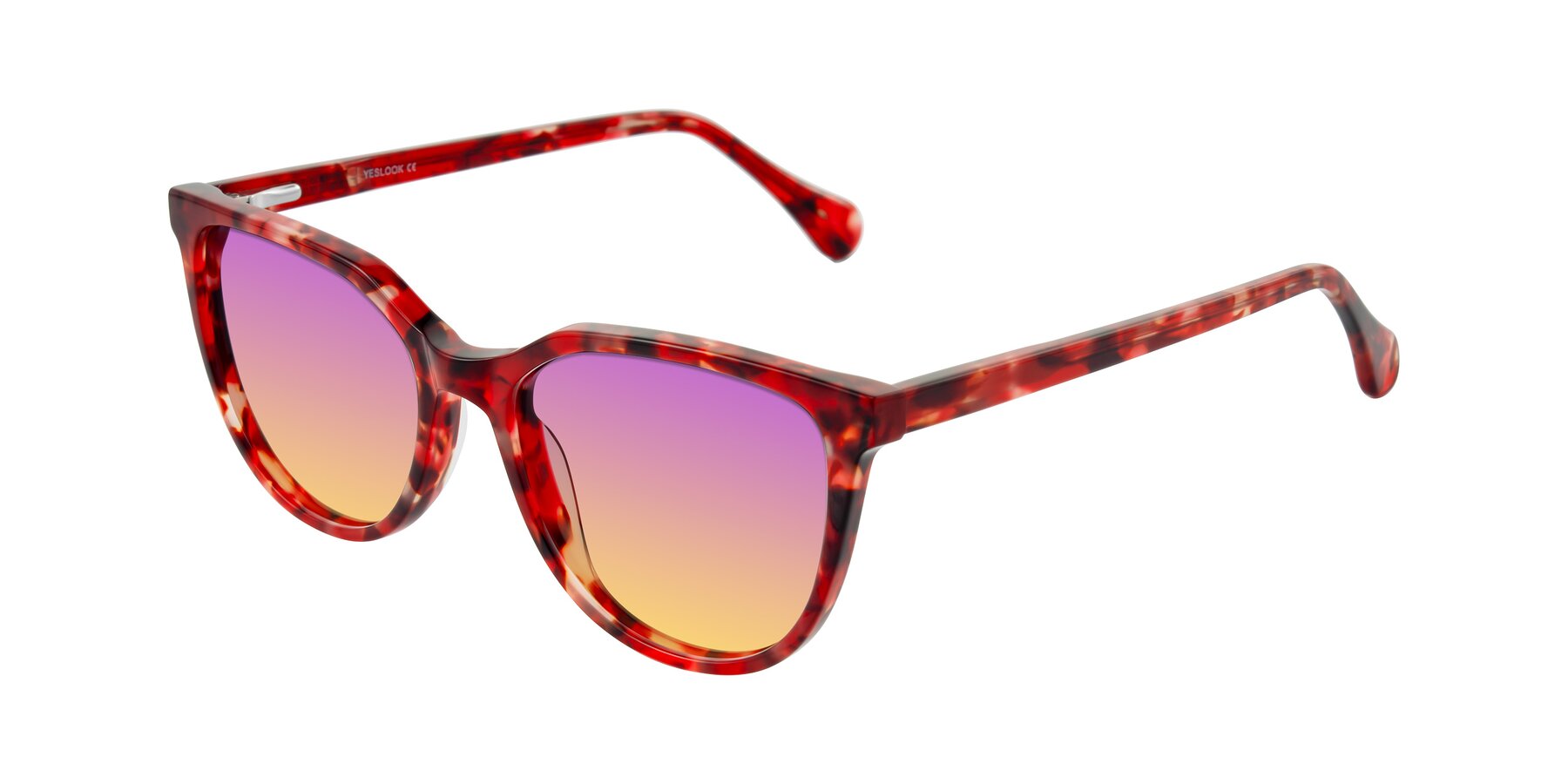 Angle of Glenroe in Red Tortoise with Purple / Yellow Gradient Lenses