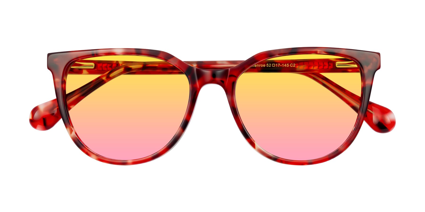 Folded Front of Glenroe in Red Tortoise with Yellow / Pink Gradient Lenses