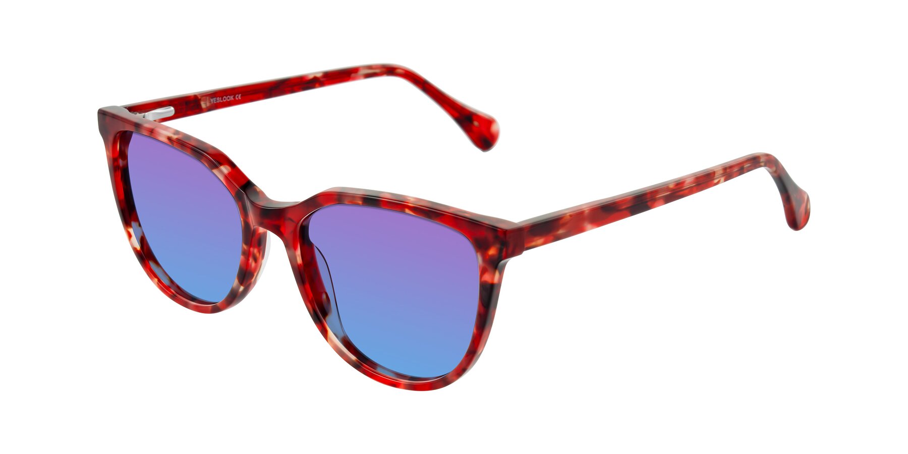 Angle of Glenroe in Red Tortoise with Purple / Blue Gradient Lenses