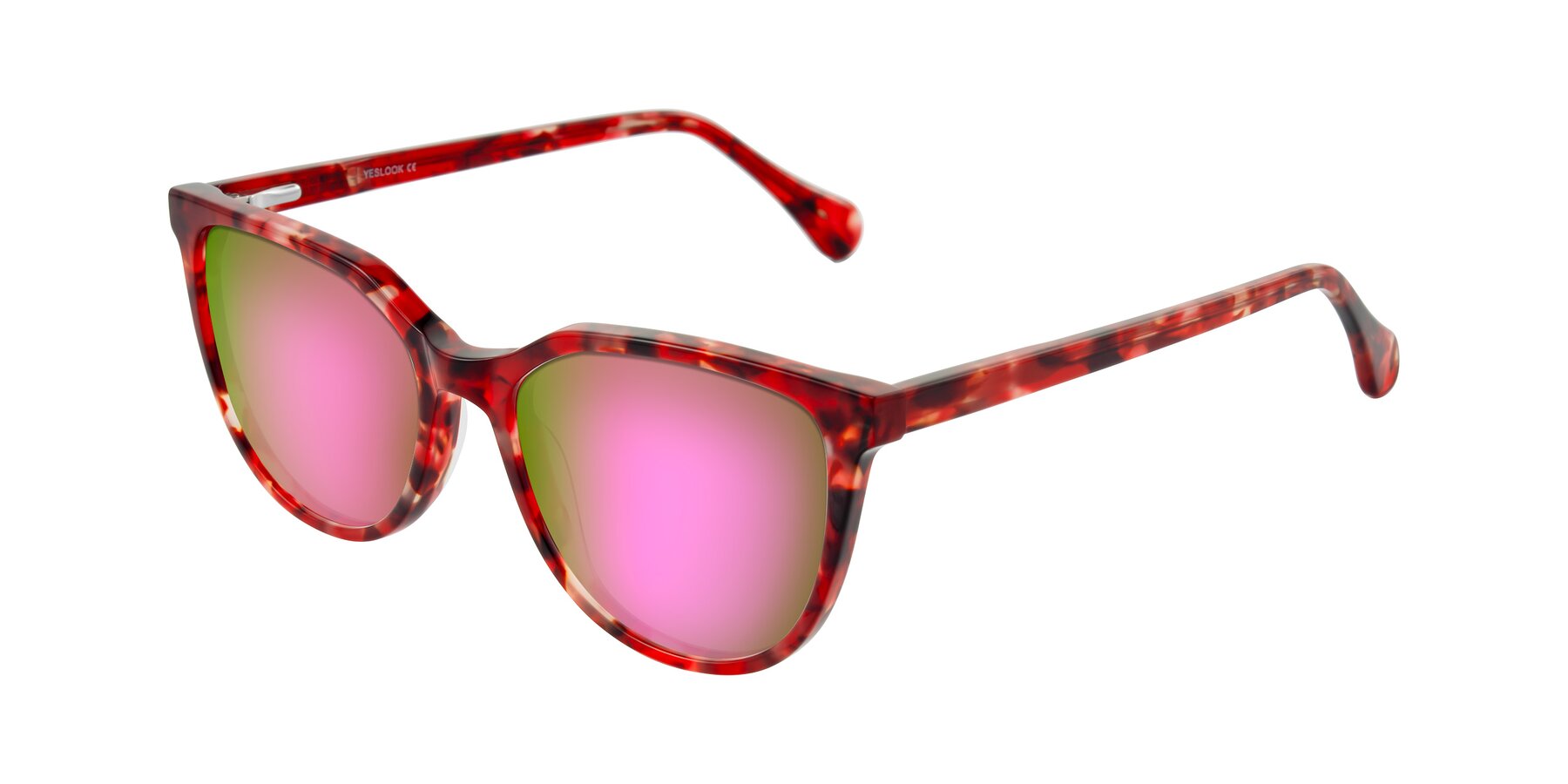 Angle of Glenroe in Red Tortoise with Pink Mirrored Lenses