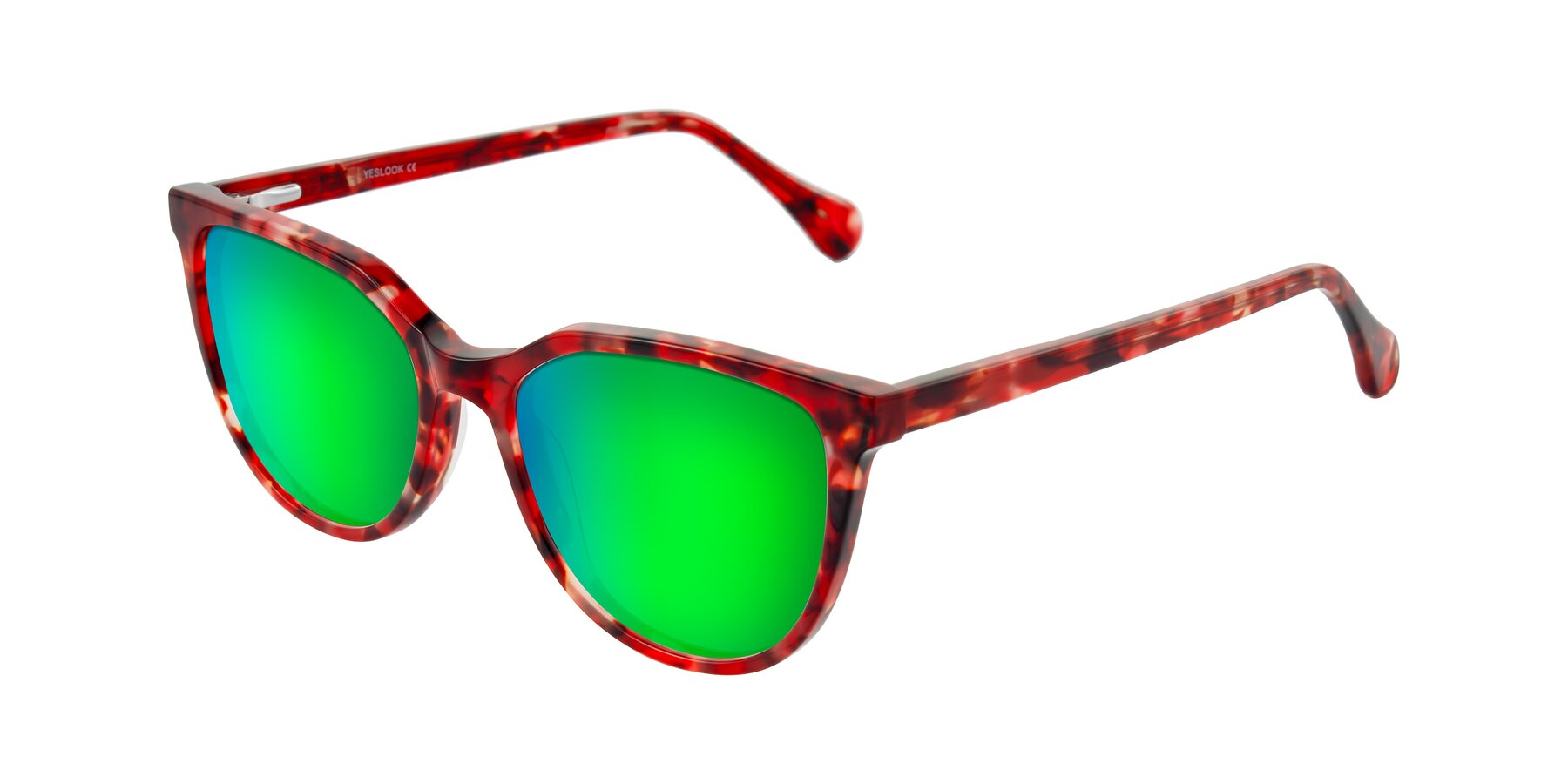 Angle of Glenroe in Red Tortoise with Green Mirrored Lenses