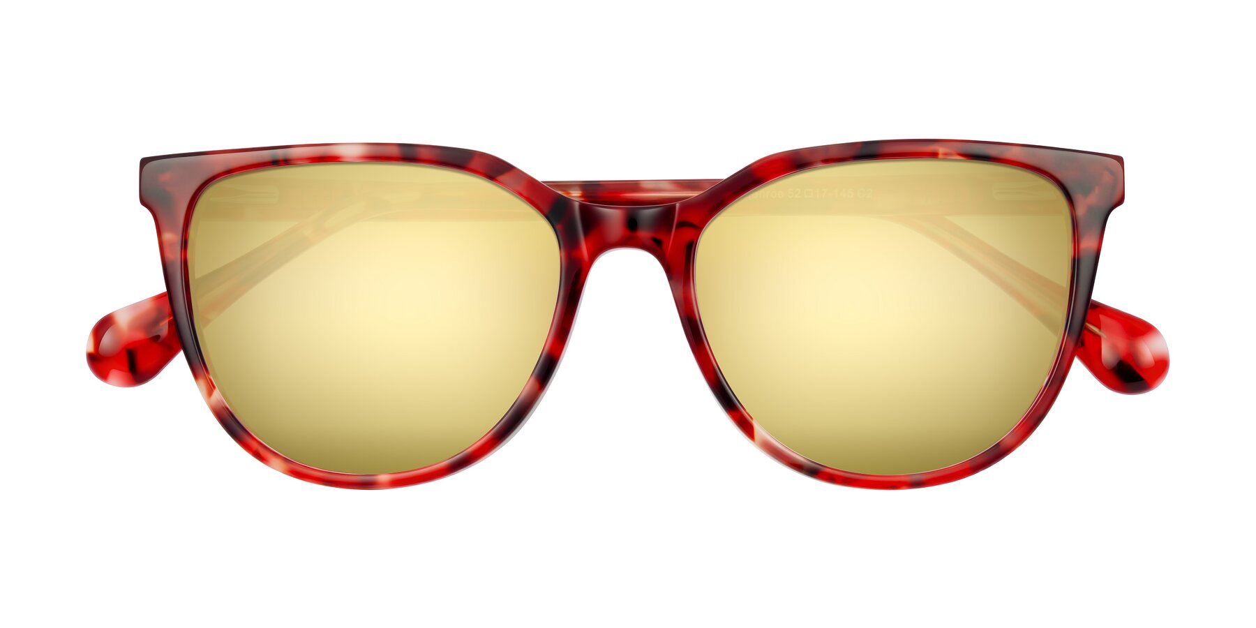 Folded Front of Glenroe in Red Tortoise with Gold Mirrored Lenses