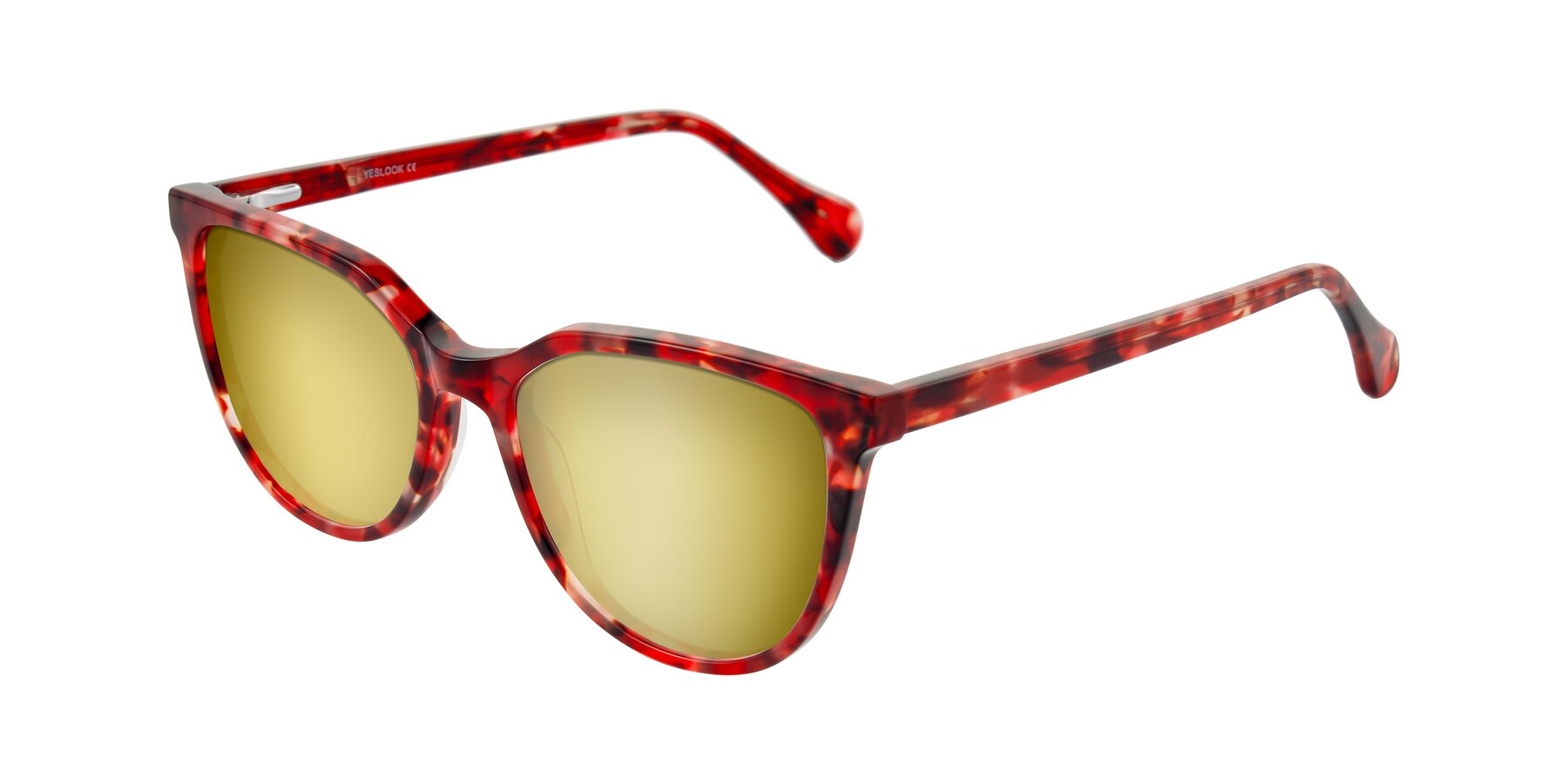 Angle of Glenroe in Red Tortoise with Gold Mirrored Lenses