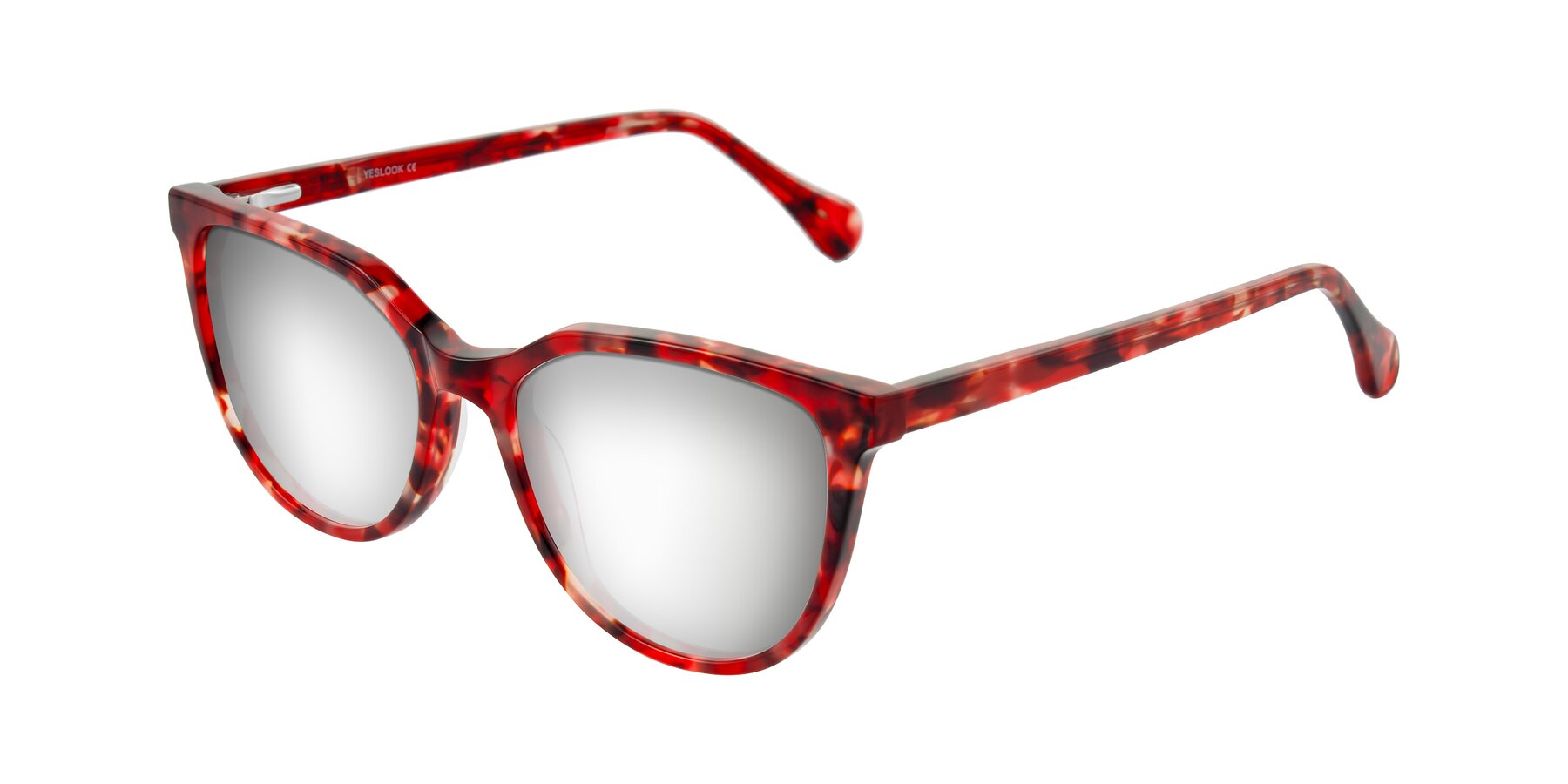 Angle of Glenroe in Red Tortoise with Silver Mirrored Lenses