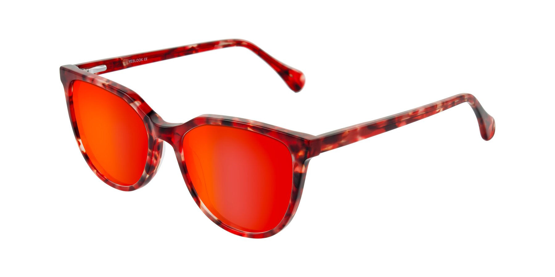 Angle of Glenroe in Red Tortoise with Red Gold Mirrored Lenses