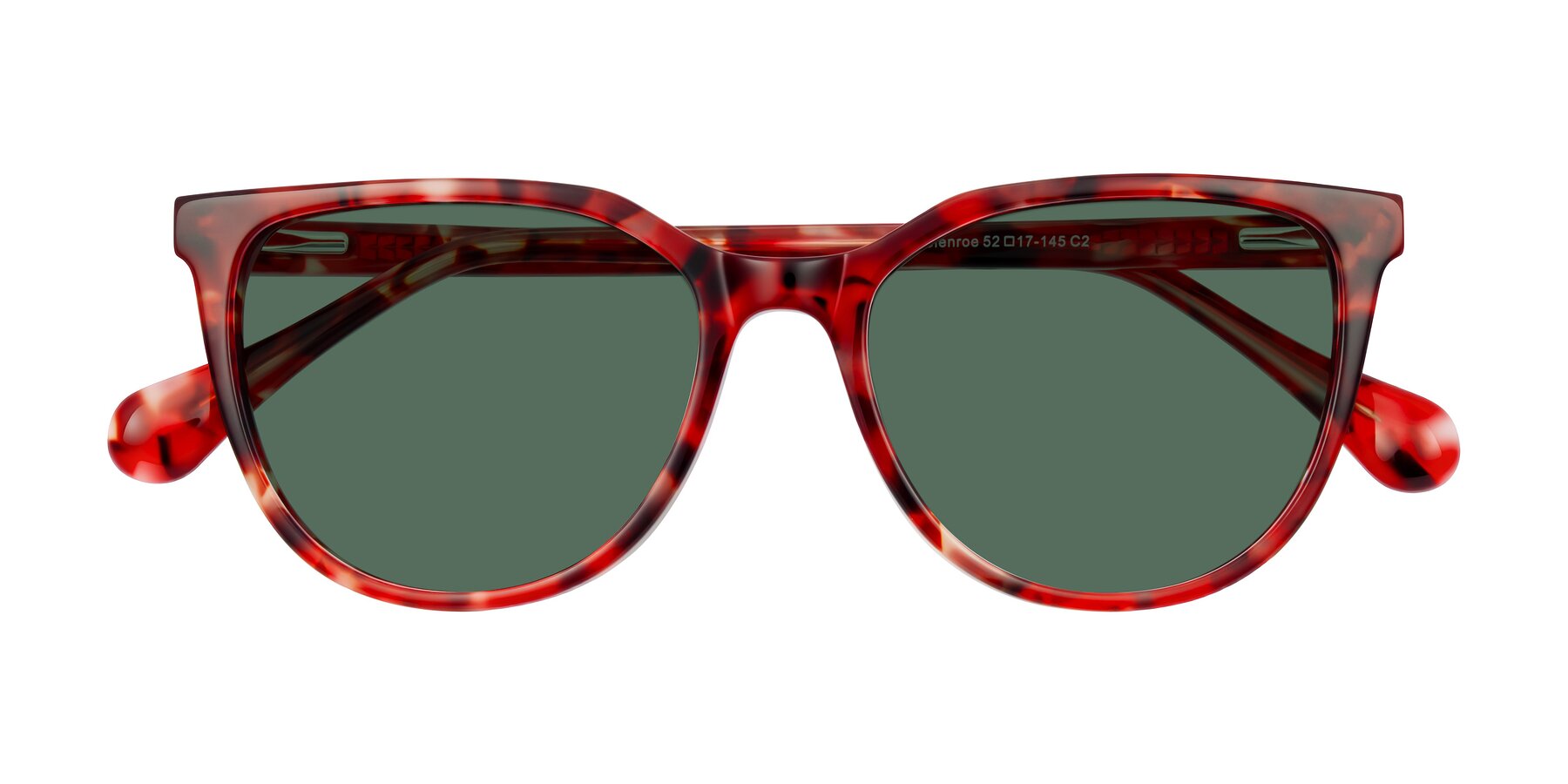 Folded Front of Glenroe in Red Tortoise with Green Polarized Lenses