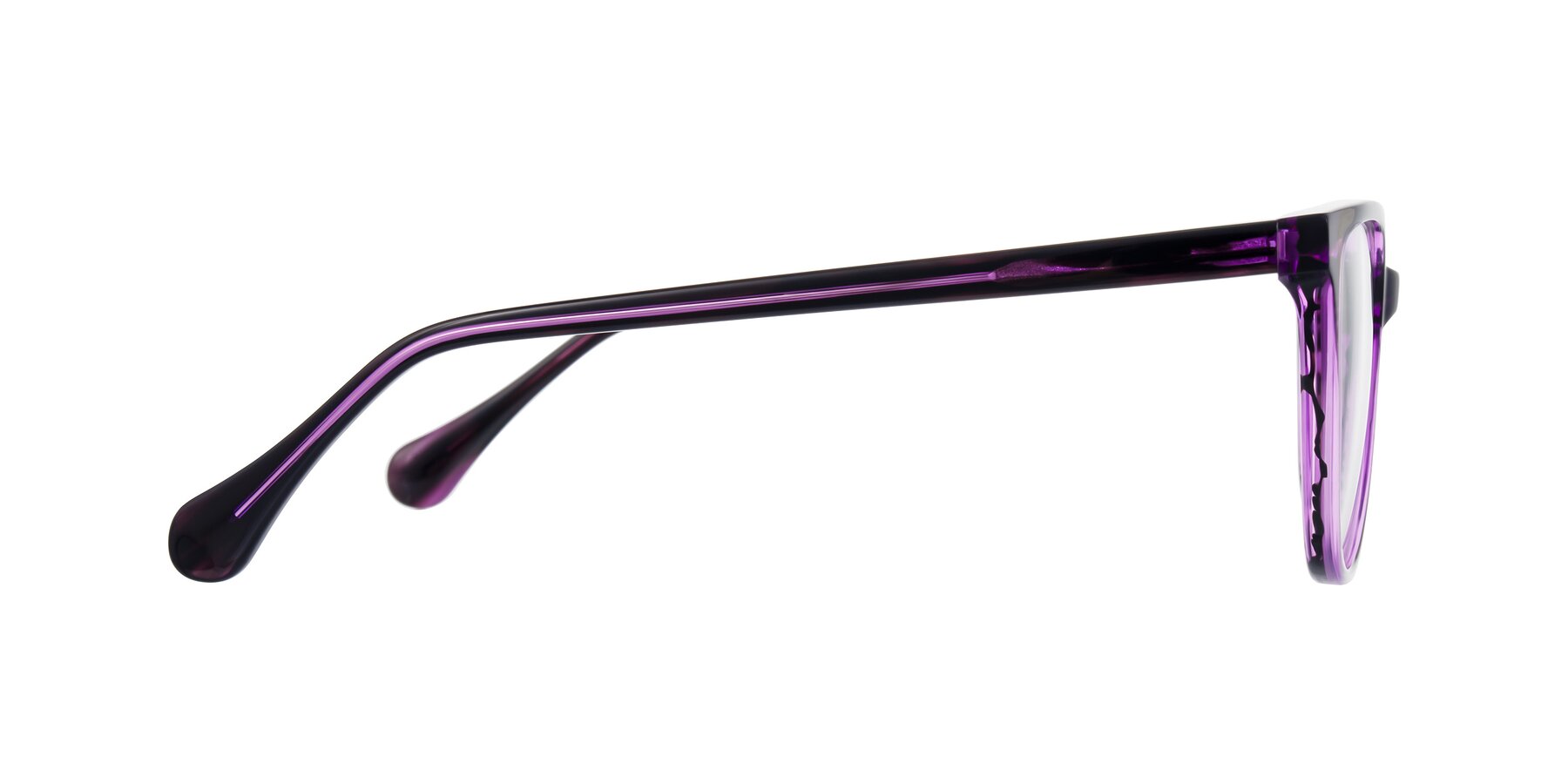Side of Glenroe in Purple Striped with Clear Eyeglass Lenses