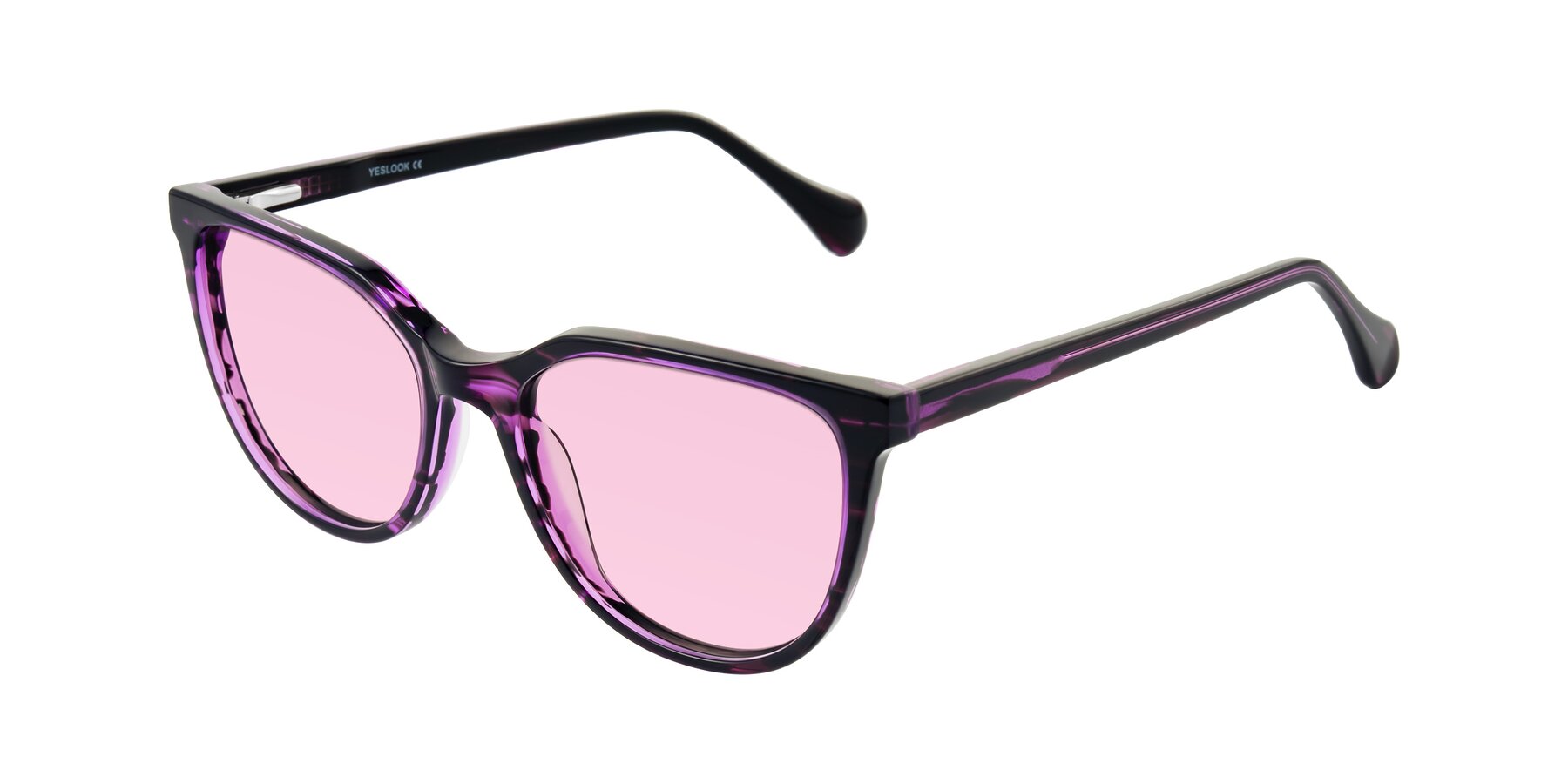 Angle of Glenroe in Purple Striped with Light Pink Tinted Lenses