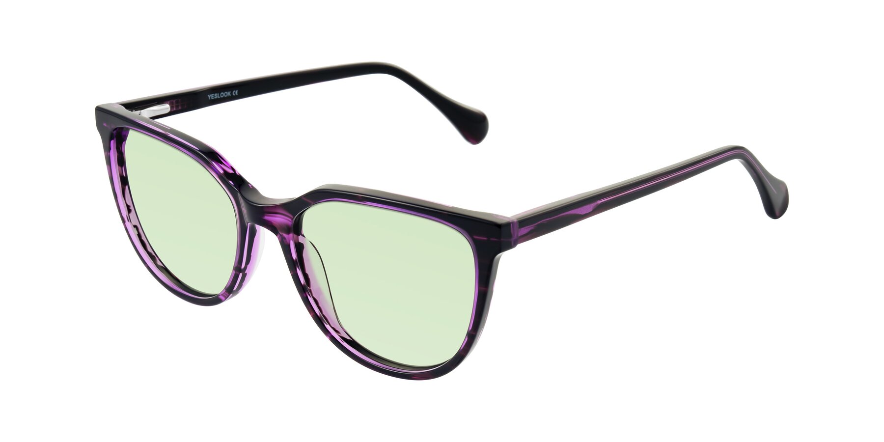 Angle of Glenroe in Purple Striped with Light Green Tinted Lenses