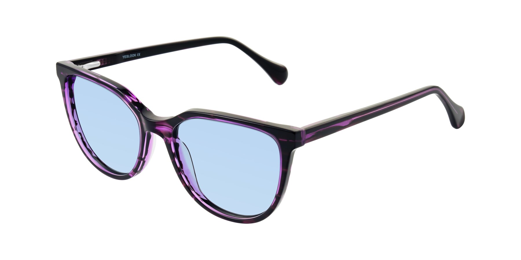 Angle of Glenroe in Purple Striped with Light Blue Tinted Lenses