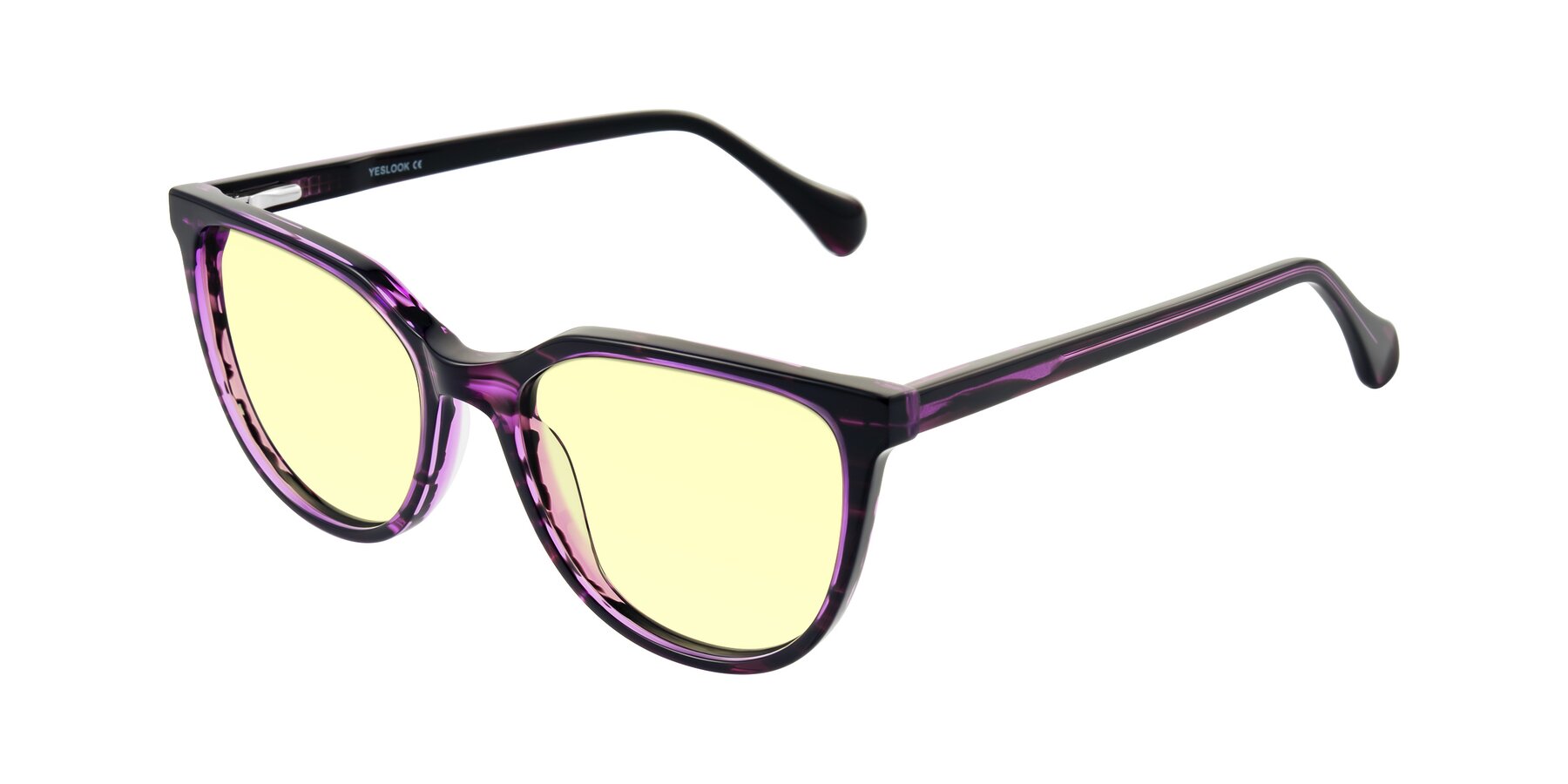 Angle of Glenroe in Purple Striped with Light Yellow Tinted Lenses