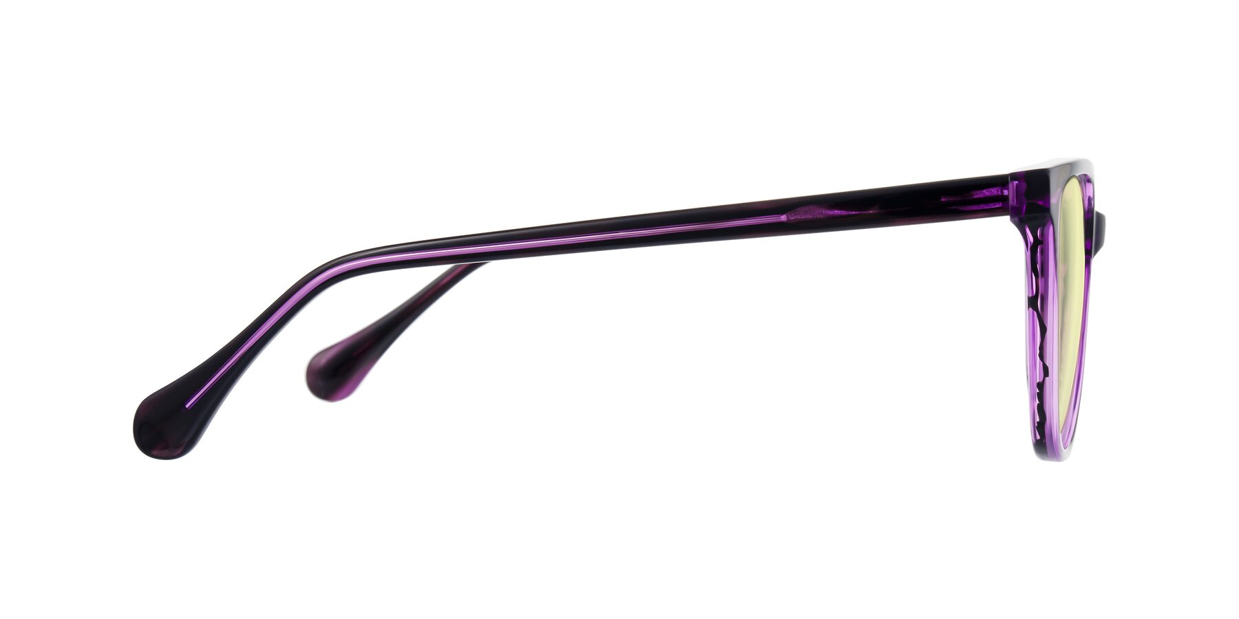 Side of Glenroe in Purple Striped with Light Yellow Tinted Lenses