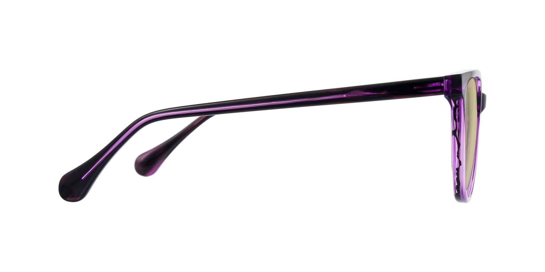 Side of Glenroe in Purple Striped with Light Champagne Tinted Lenses