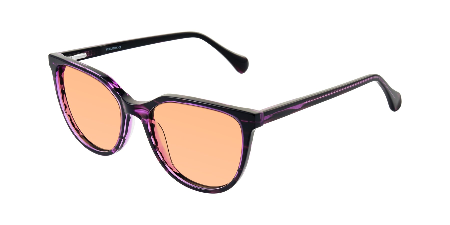 Angle of Glenroe in Purple Striped with Light Orange Tinted Lenses