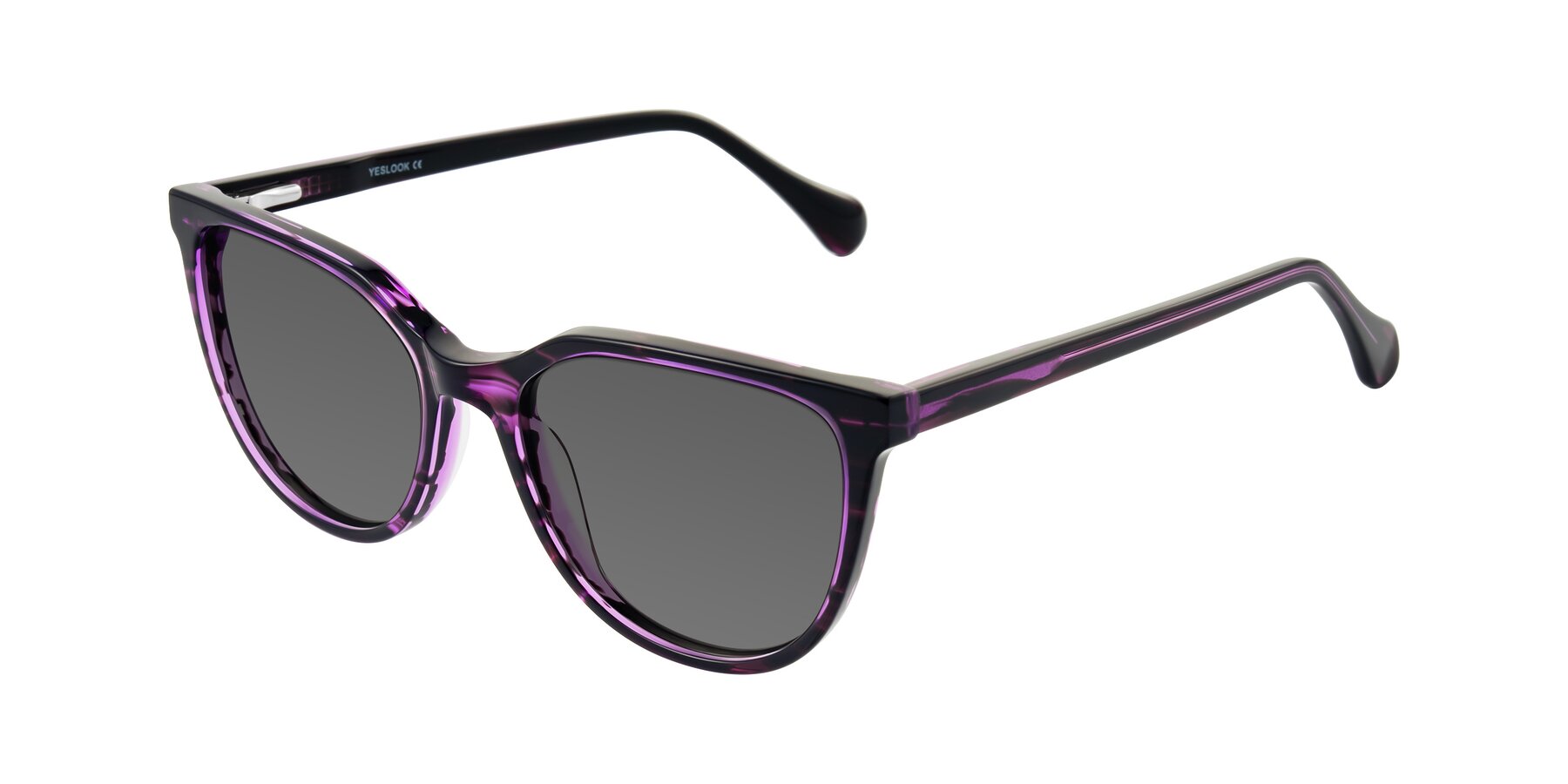 Angle of Glenroe in Purple Striped with Medium Gray Tinted Lenses