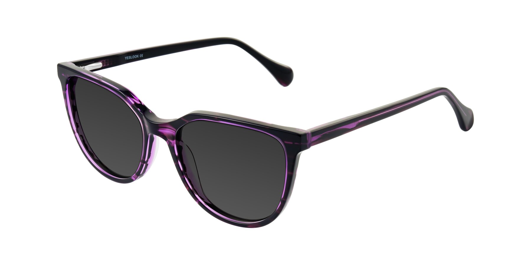 Angle of Glenroe in Purple Striped with Gray Tinted Lenses
