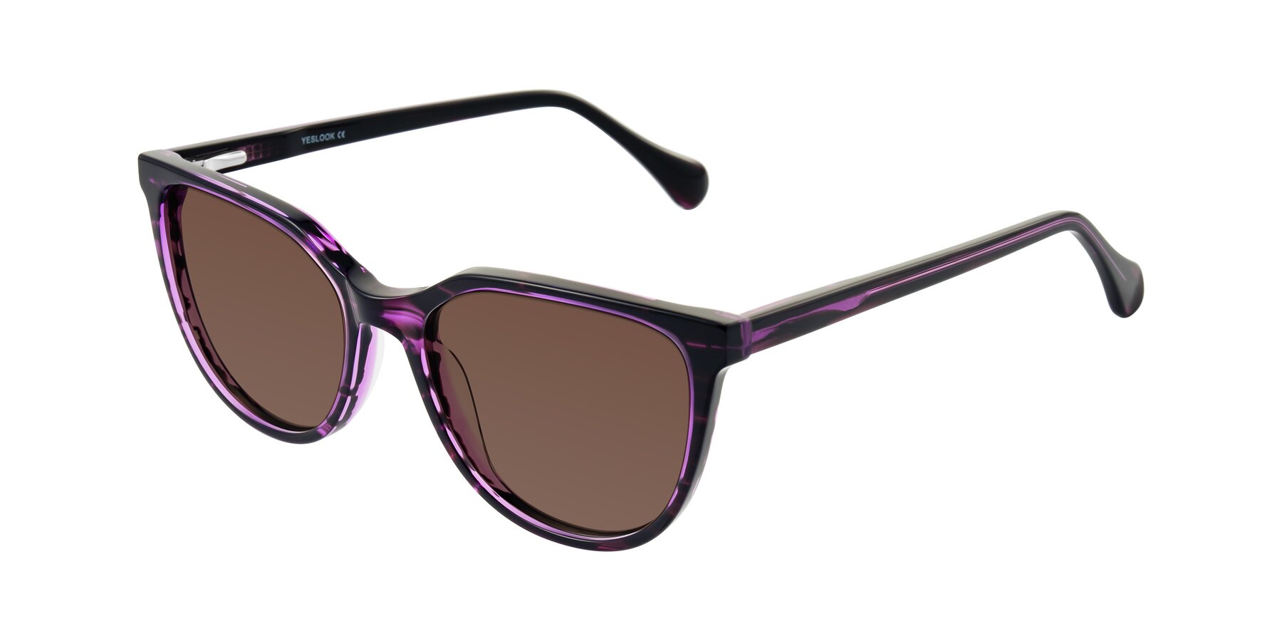 Angle of Glenroe in Purple Striped with Brown Tinted Lenses