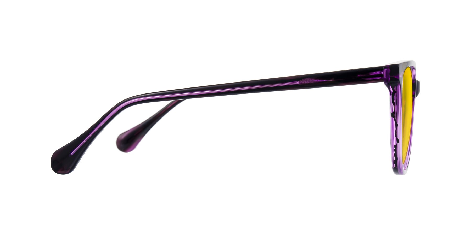 Side of Glenroe in Purple Striped with Yellow Tinted Lenses