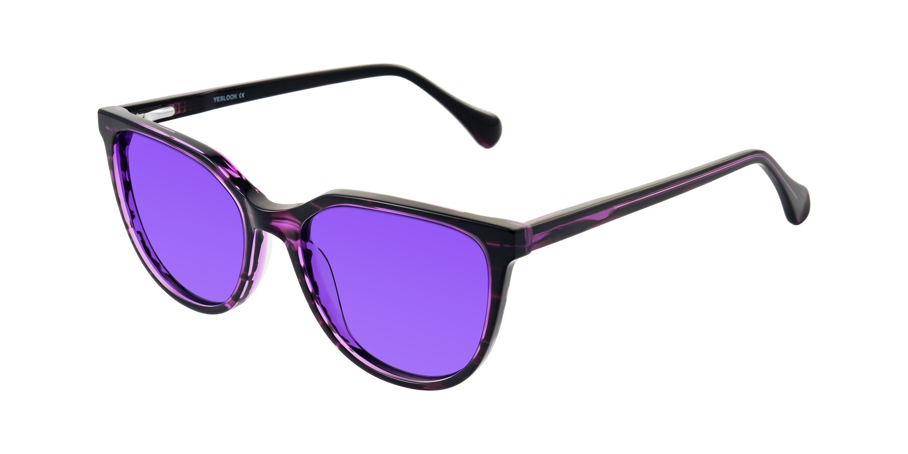 Angle of Glenroe in Purple Striped with Purple Tinted Lenses