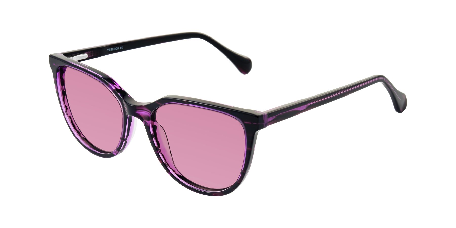 Angle of Glenroe in Purple Striped with Medium Wine Tinted Lenses