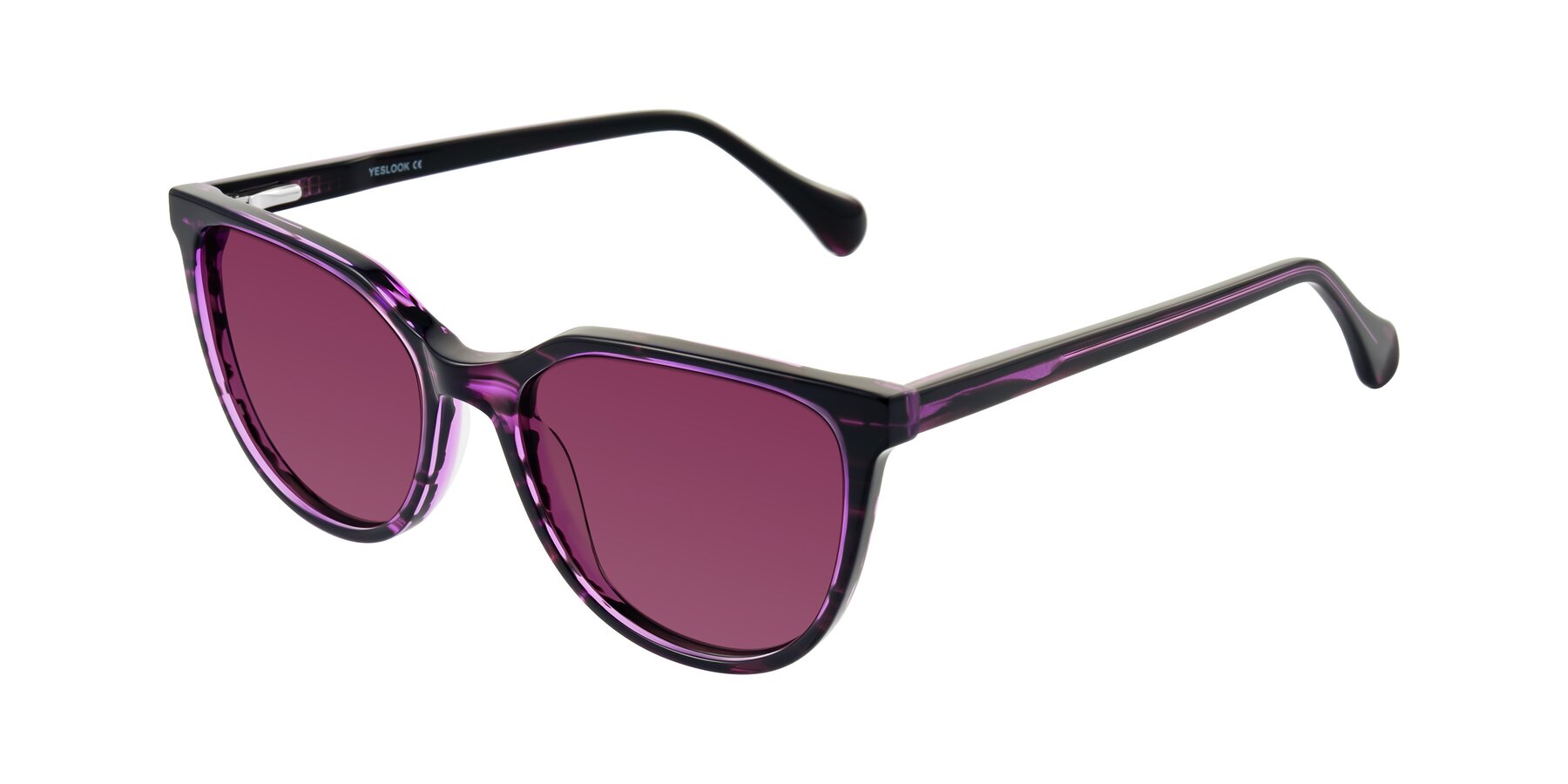 Angle of Glenroe in Purple Striped with Wine Tinted Lenses