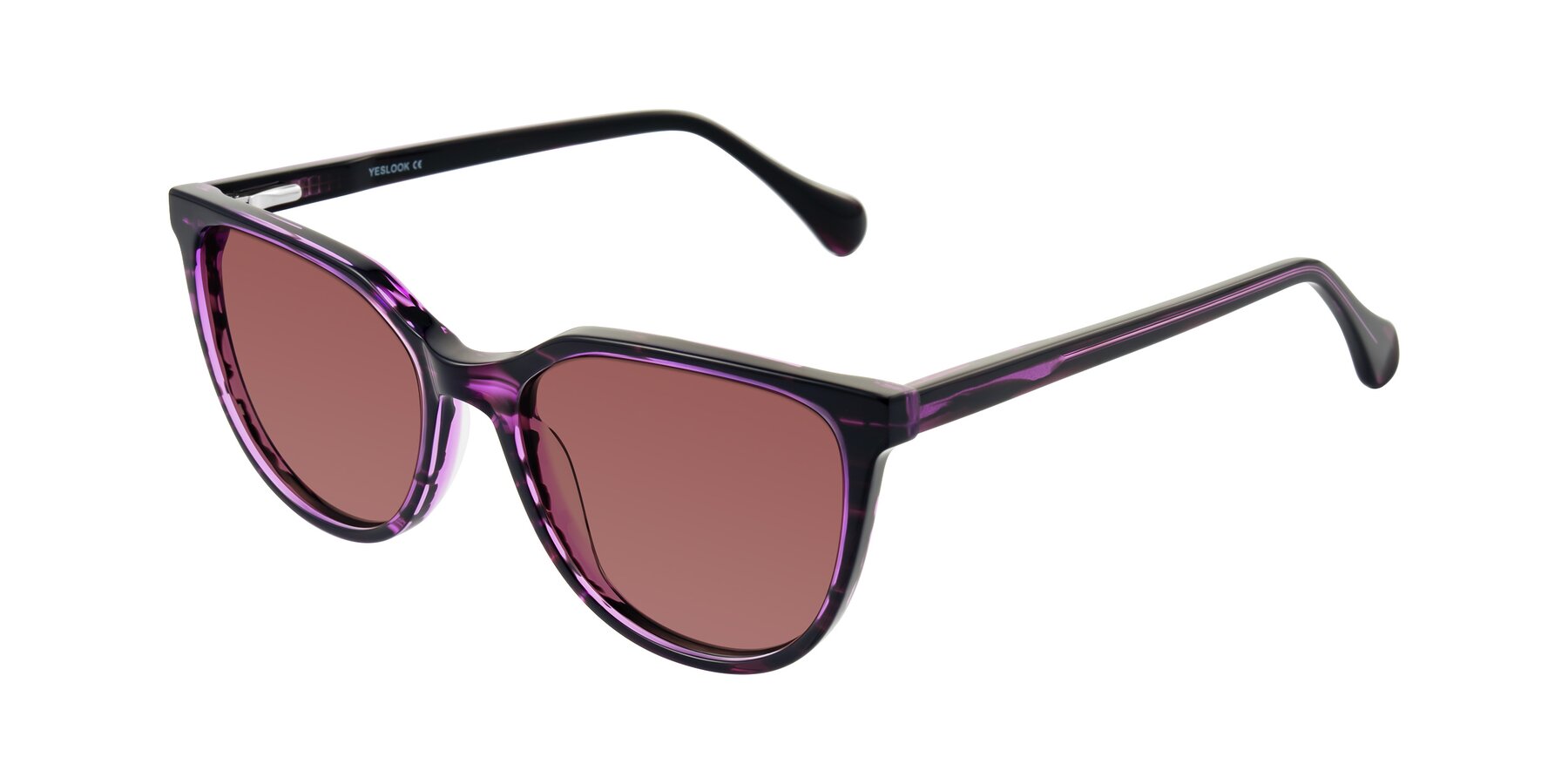 Angle of Glenroe in Purple Striped with Garnet Tinted Lenses