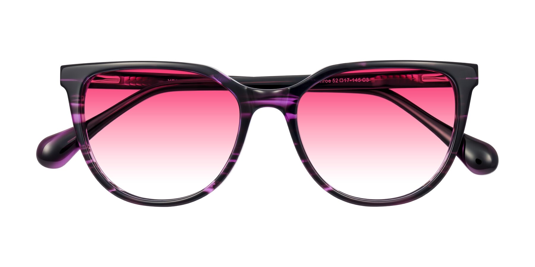 Folded Front of Glenroe in Purple Striped with Pink Gradient Lenses