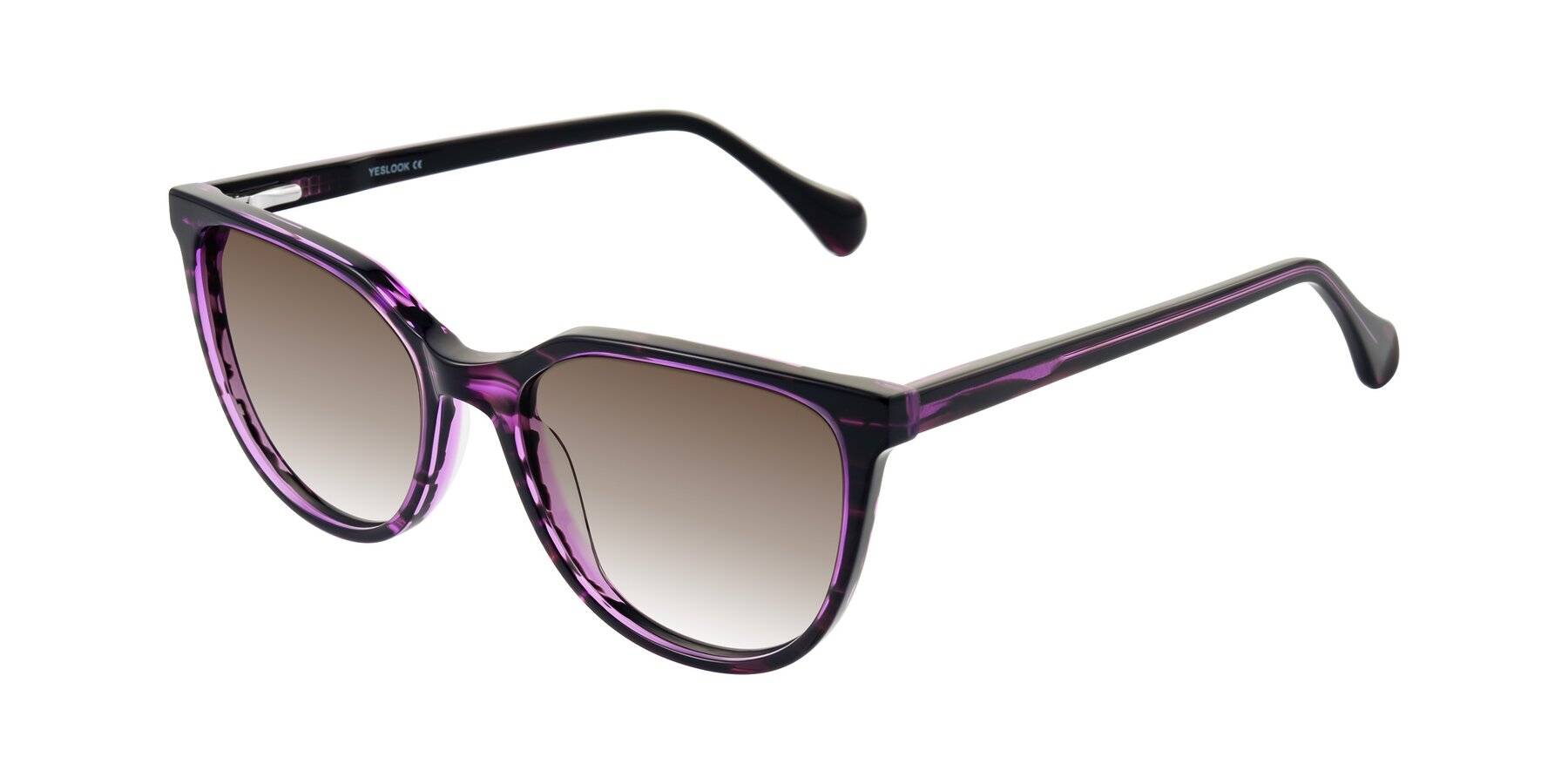 Angle of Glenroe in Purple Striped with Brown Gradient Lenses