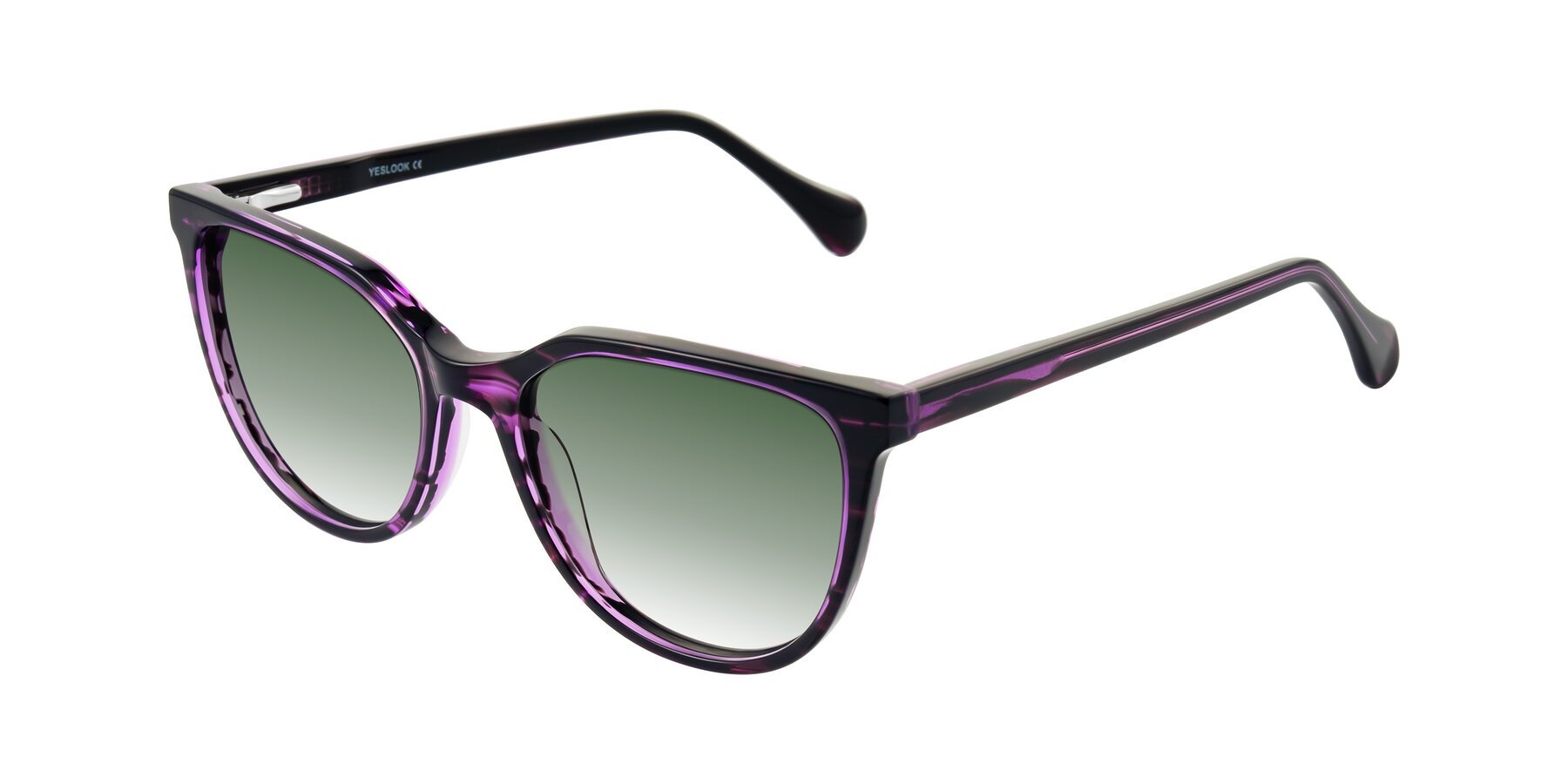 Angle of Glenroe in Purple Striped with Green Gradient Lenses