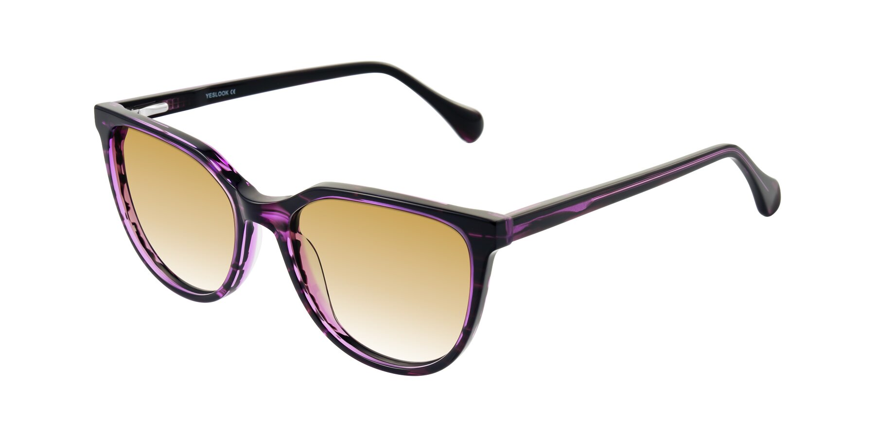 Angle of Glenroe in Purple Striped with Champagne Gradient Lenses