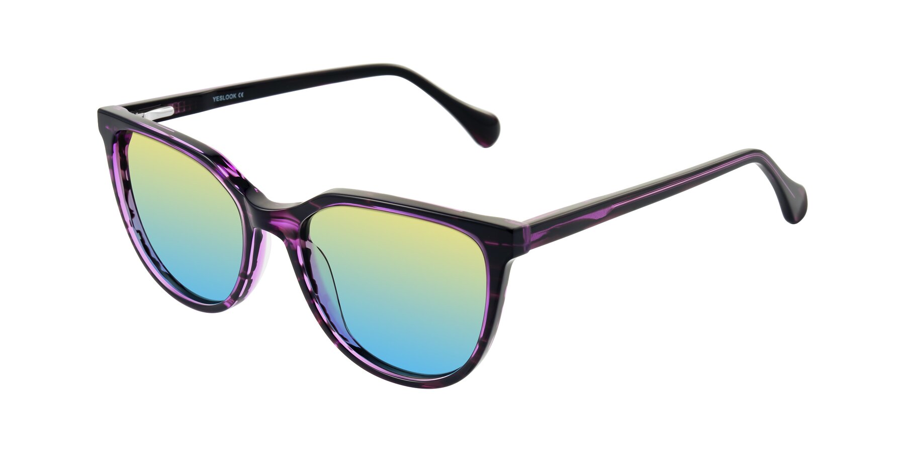 Angle of Glenroe in Purple Striped with Yellow / Blue Gradient Lenses