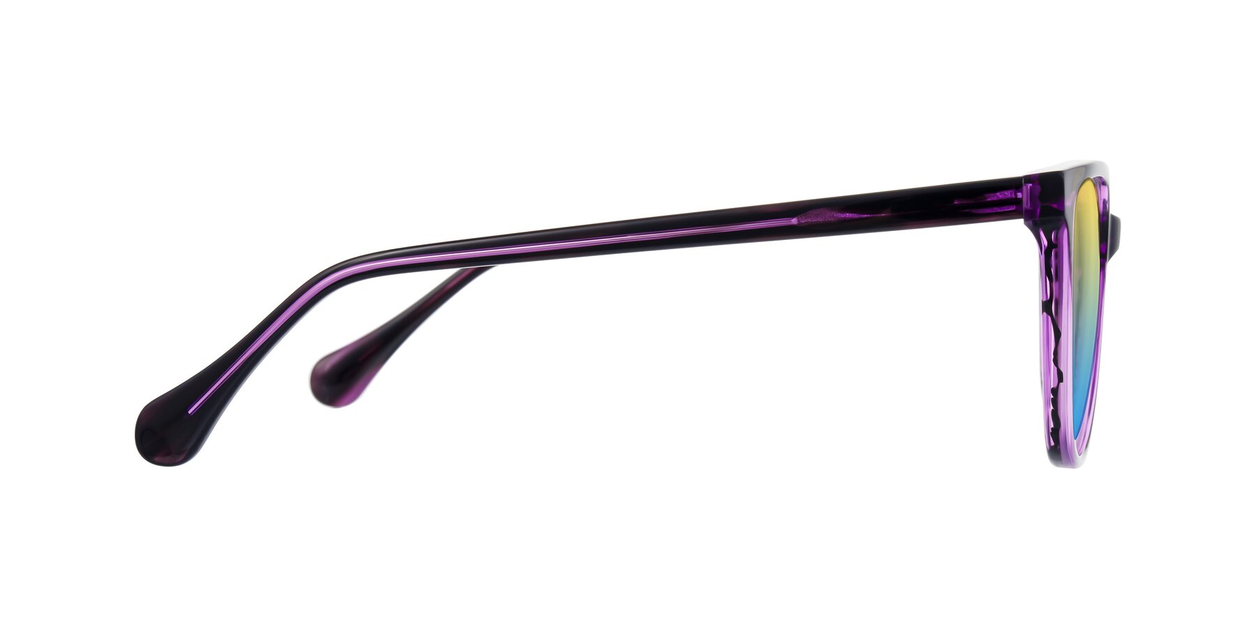 Side of Glenroe in Purple Striped with Yellow / Blue Gradient Lenses