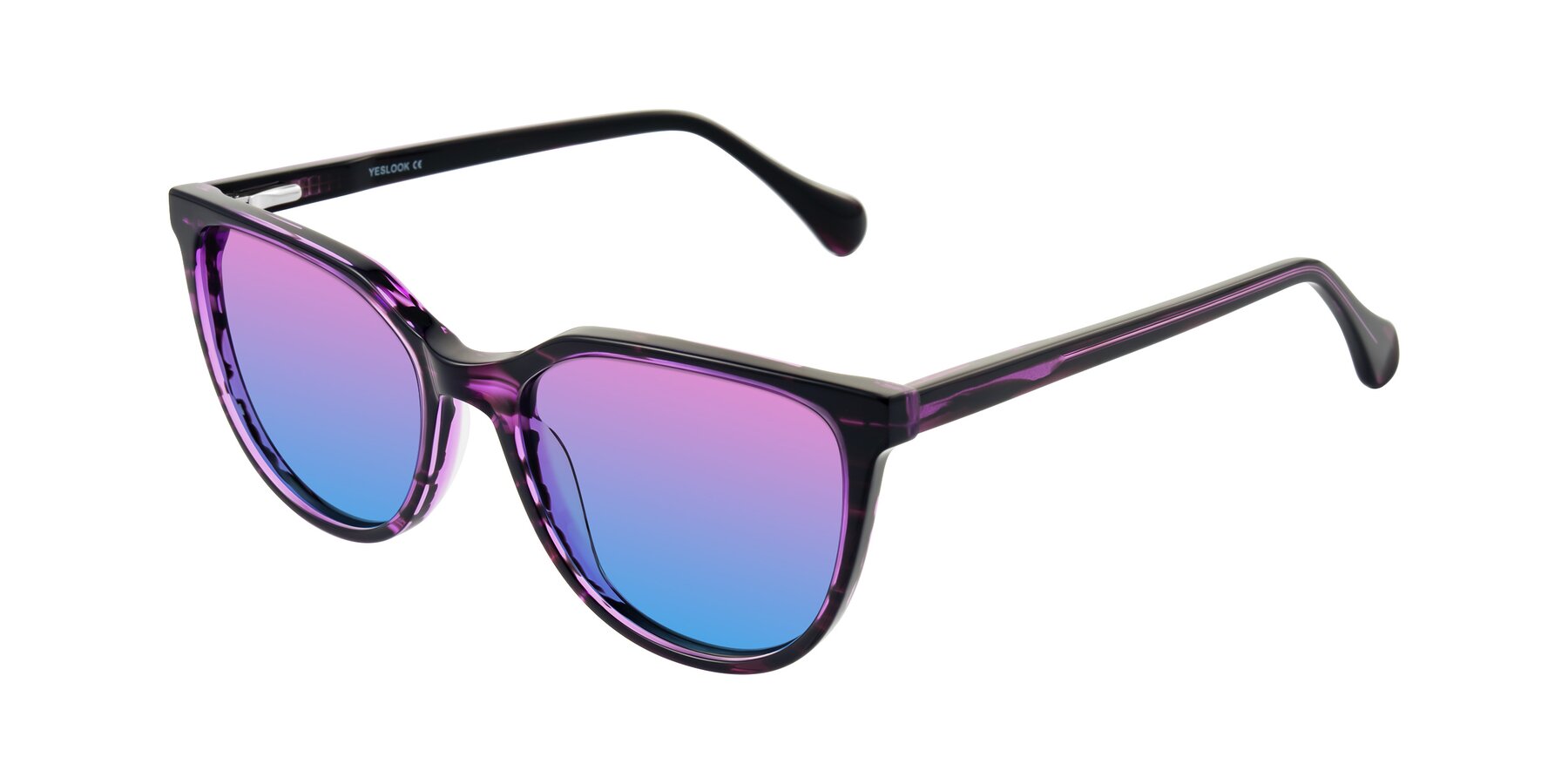 Angle of Glenroe in Purple Striped with Pink / Blue Gradient Lenses