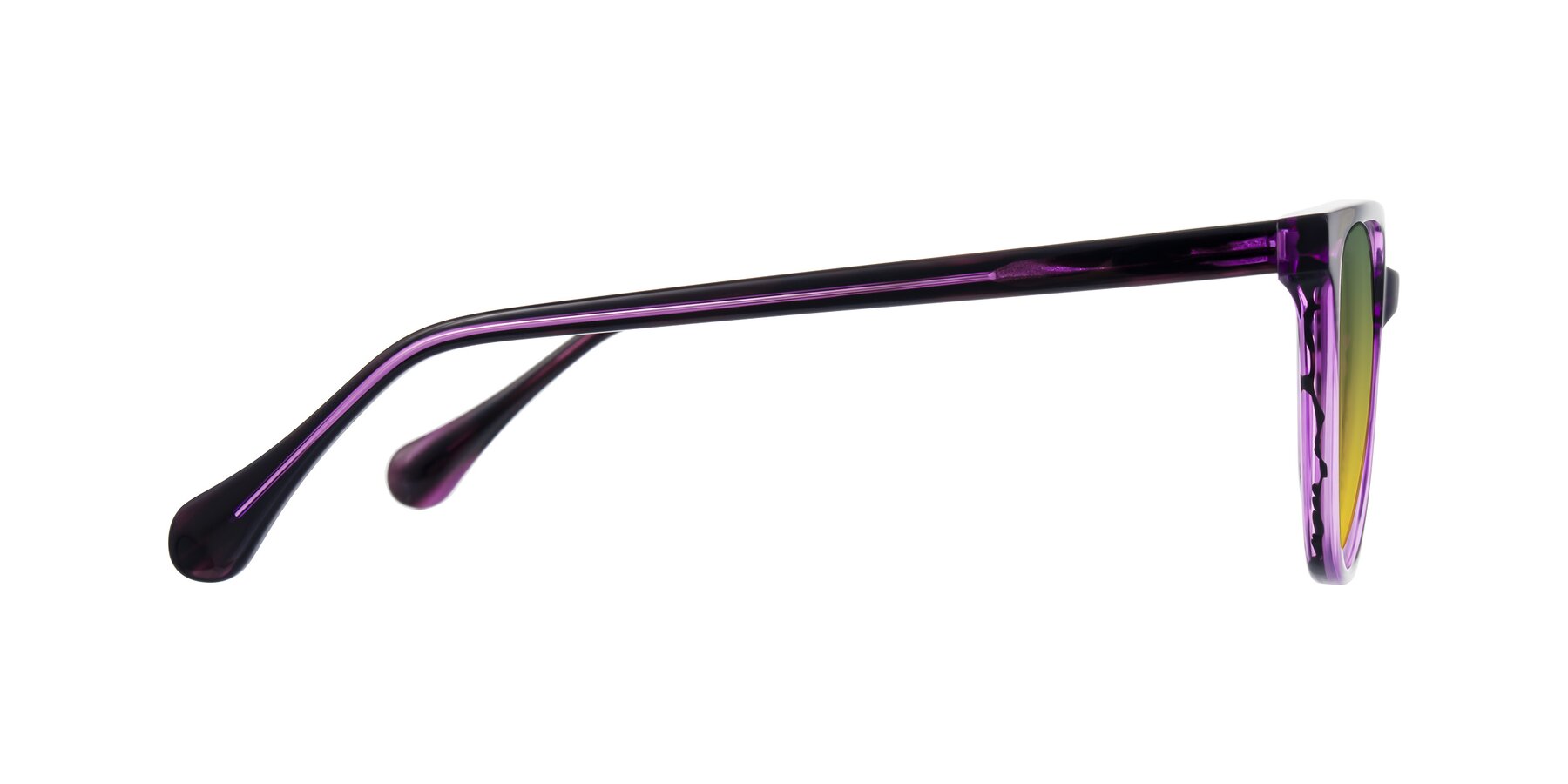 Side of Glenroe in Purple Striped with Green / Yellow Gradient Lenses