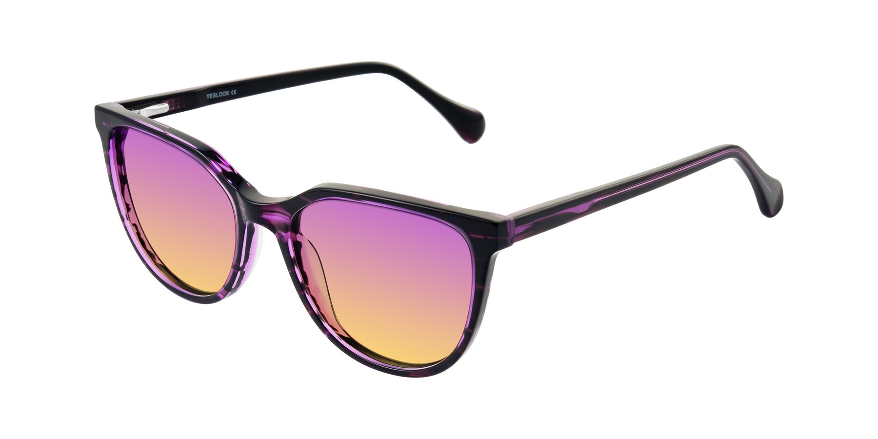 Angle of Glenroe in Purple Striped with Purple / Yellow Gradient Lenses