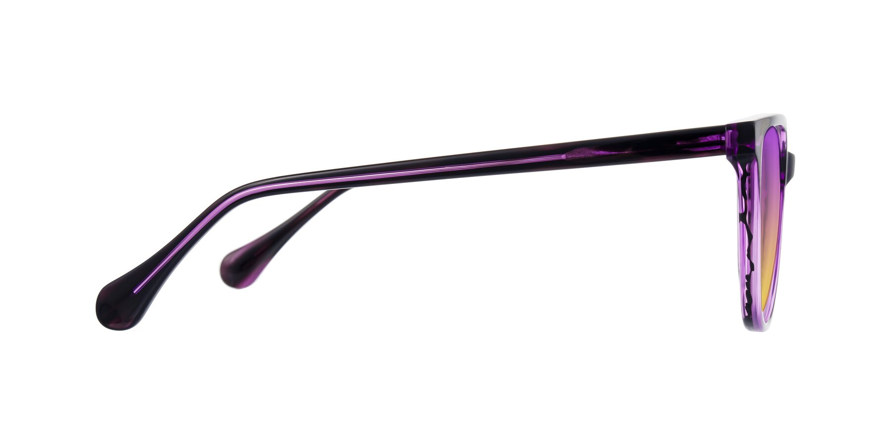 Side of Glenroe in Purple Striped with Purple / Yellow Gradient Lenses