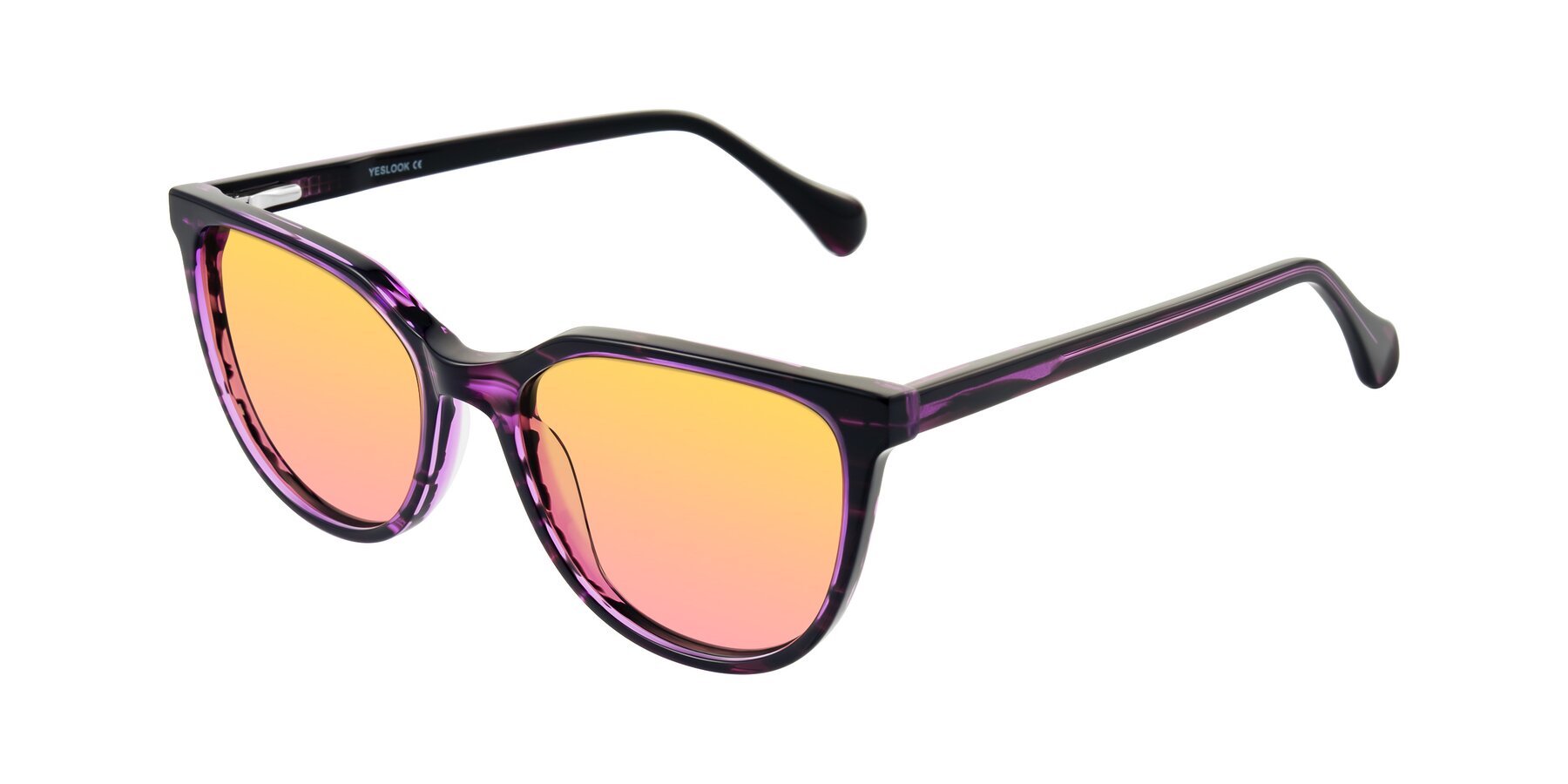 Angle of Glenroe in Purple Striped with Yellow / Pink Gradient Lenses