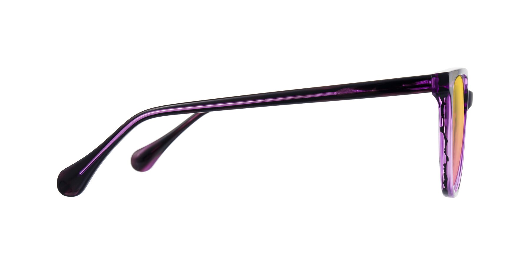 Side of Glenroe in Purple Striped with Yellow / Pink Gradient Lenses