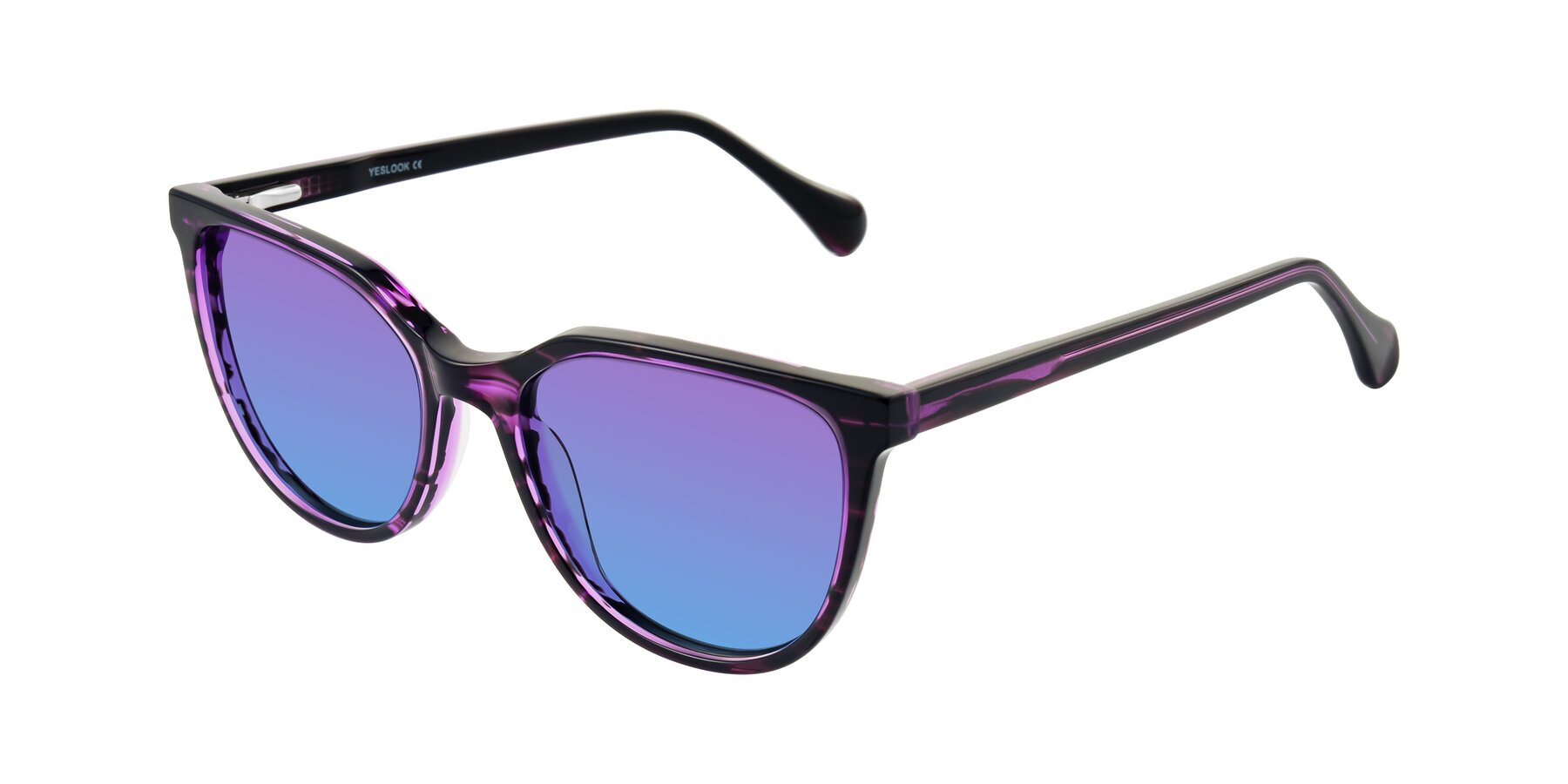 Angle of Glenroe in Purple Striped with Purple / Blue Gradient Lenses