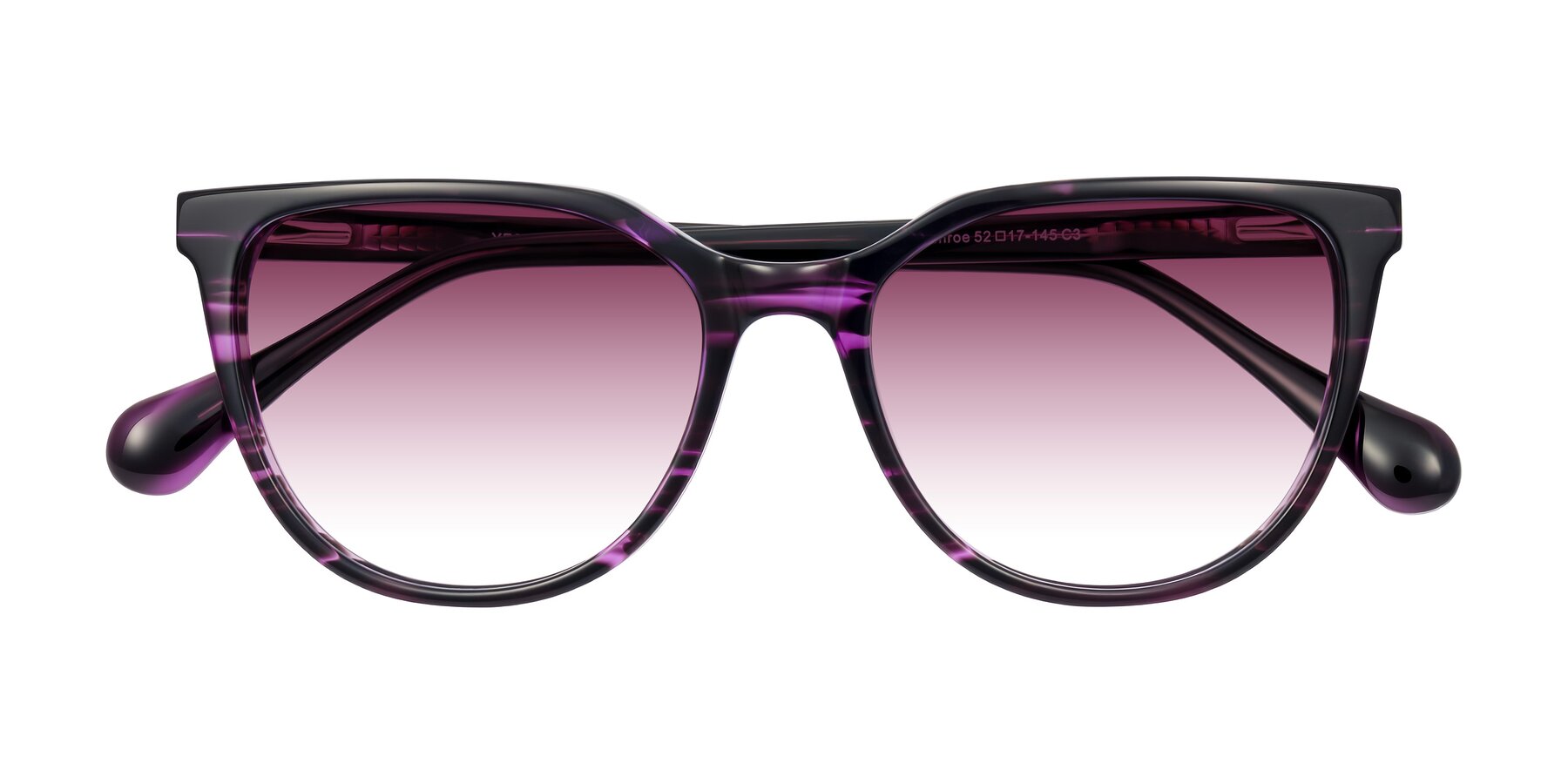 Folded Front of Glenroe in Purple Striped with Wine Gradient Lenses