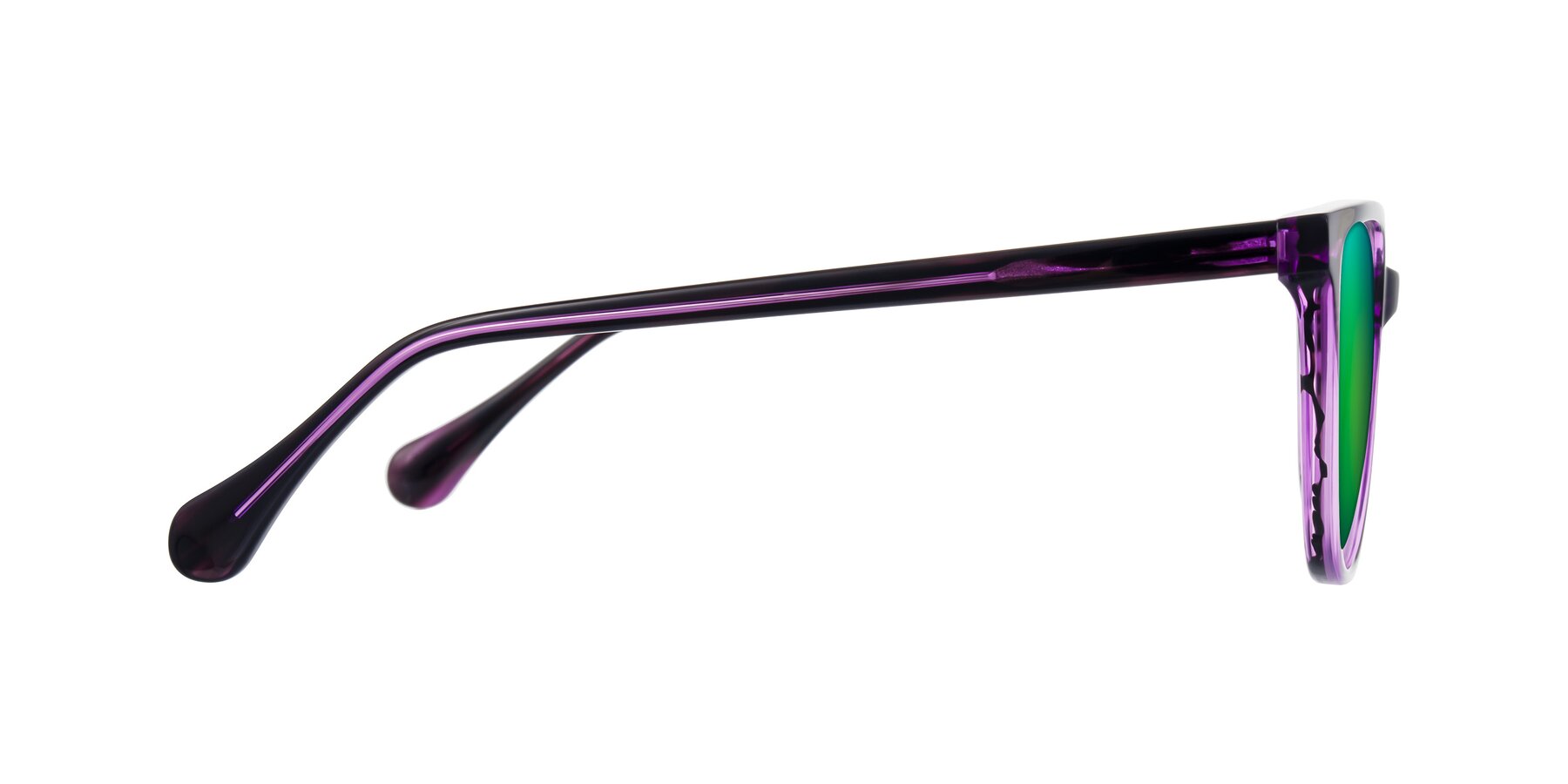 Side of Glenroe in Purple Striped with Green Mirrored Lenses